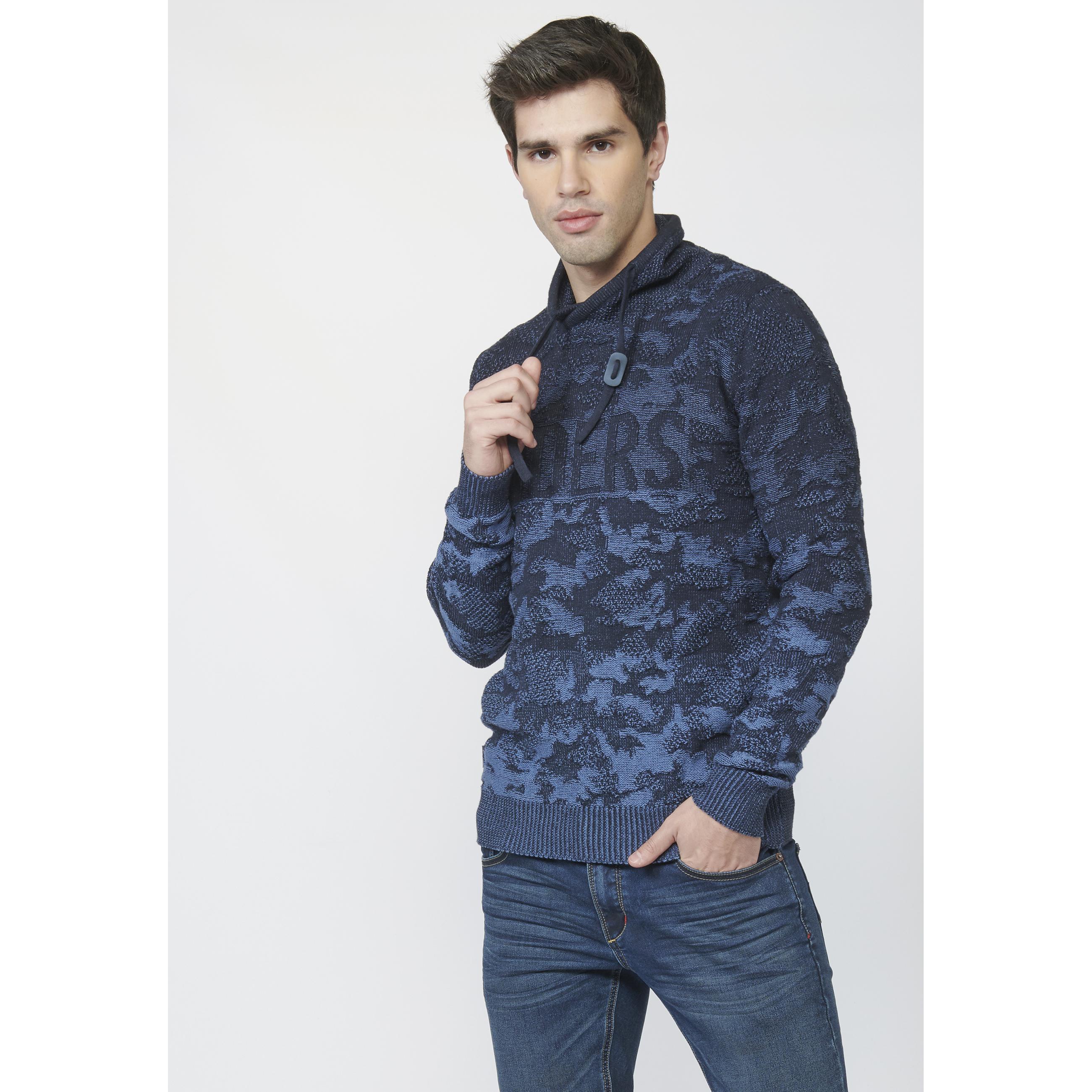 Koroshi Jersey Punto Fantasía Camuflaje Hombre – Koroshi Azul