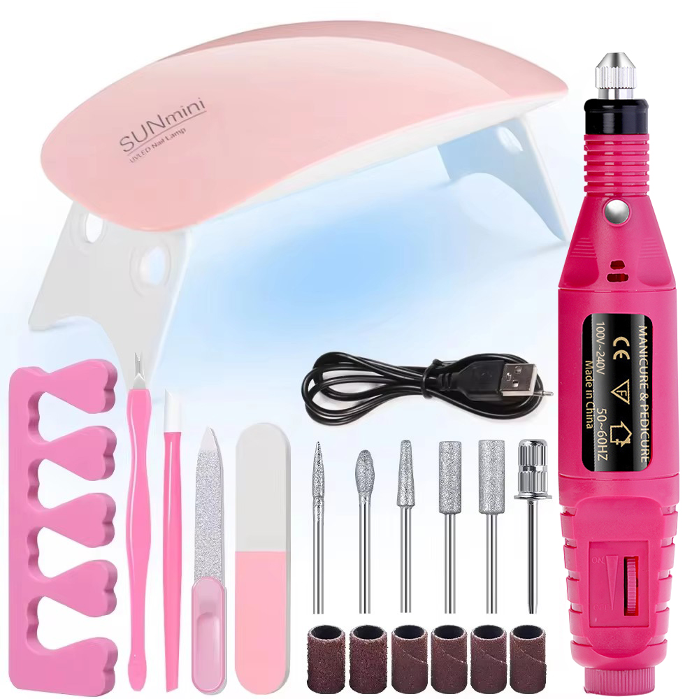 TK Kit Profesional De Esmeriladora Eléctrica USB Para Uñas Con Lámpara LED UV Para Manicura Y Secado De Gel Conjunto De Inicio Para Acrílico
