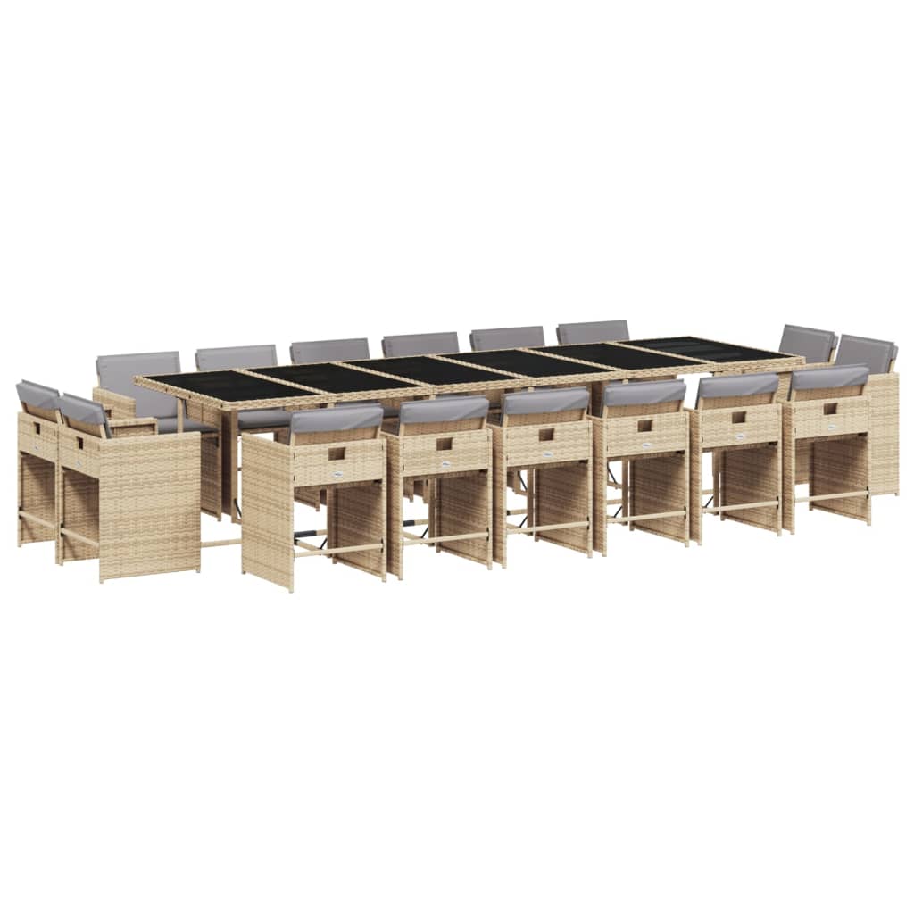 vidaXL Set comedor de jardín 17 pzas con cojines ratán sintético beige