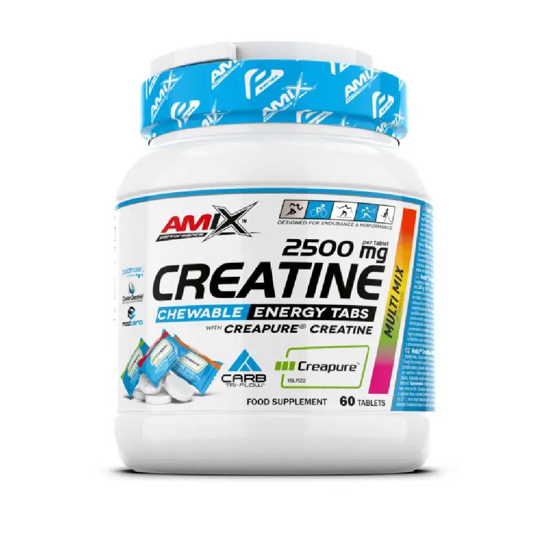 Amix Performance Creatine 60 tabletas - Creatina Masticable 2500mg - Aumento de Fuerza, Potencia y Resistencia - Suplemento Deportivo