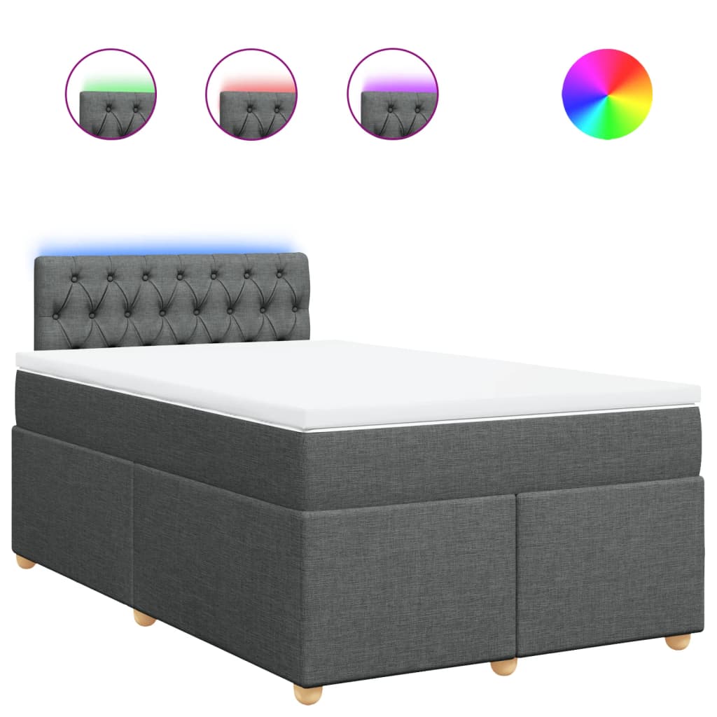 vidaXL Cama box spring con colchón tela gris oscuro 120x200 cm