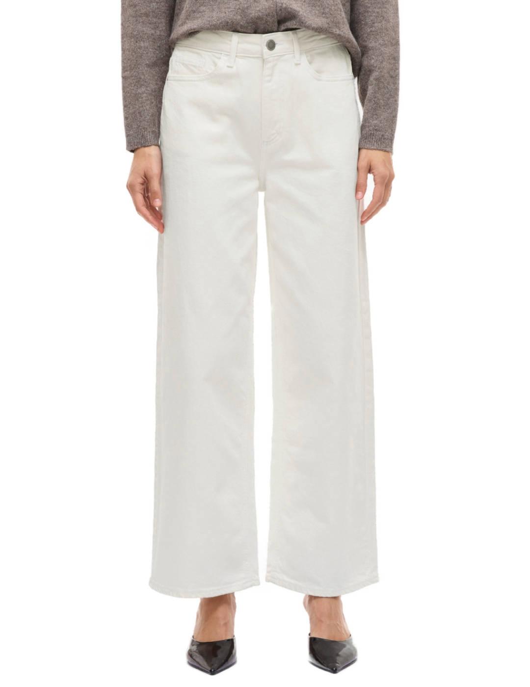 Pantalón Vila Freya blanco wide leg tiro alto para mujer