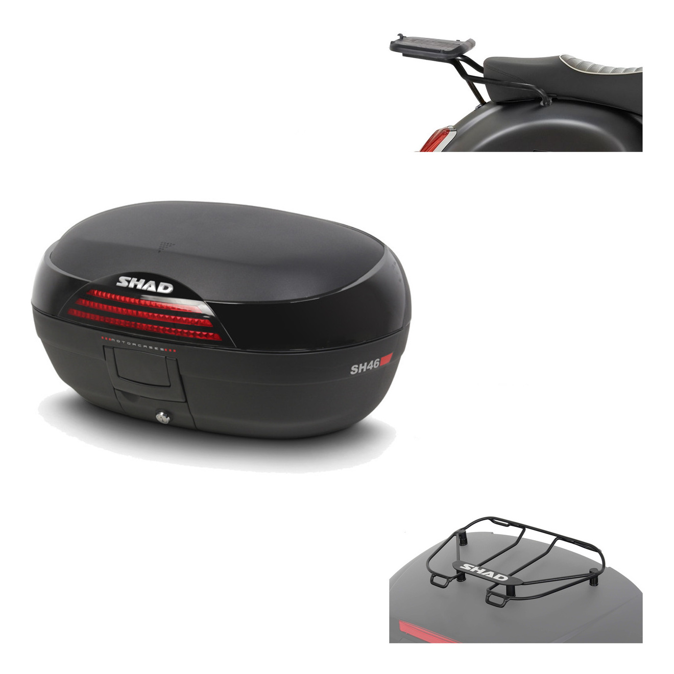 Baul Trasero + Herraje Montaje + Parrilla Portabultos Sh46 Sh 46 New Model KIT-184537