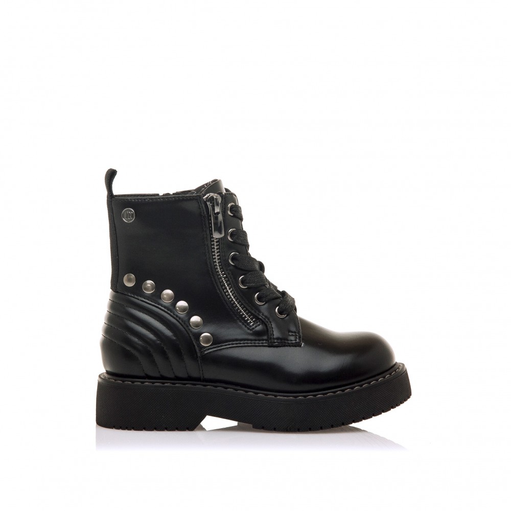 Botas militares niña MUSTANG 49337 C47638 MILITAR CORDON Y CREMALLERA NEGRO 36476 25I