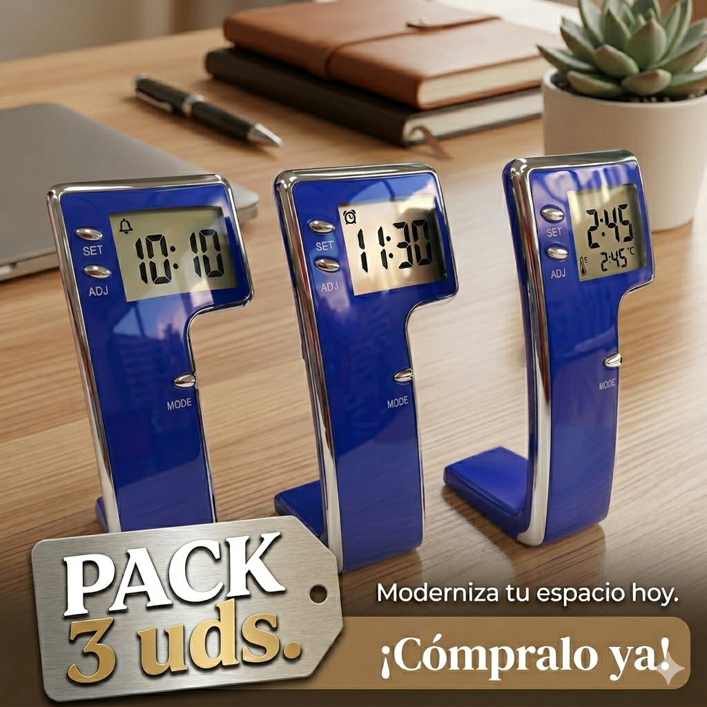 Pack 3 RELOJES DE MESA HOUSTON (Negro, Plata y/o Azul)
