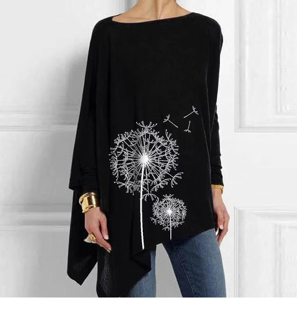 TK Blusa De Mujer Algodón Casual Manga Larga Cuello Redondo Tunicato Primavera Estilo O-Neck Irregular Blusas De Poliéster Y Algodón