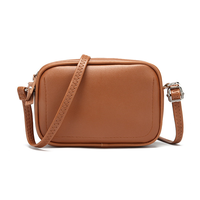 Bolso de mujer pequeño y sencillo de moda bolso cruzado de cuero PU bolso de hombro para teléfono móvil bolso de mensajero de color sólido