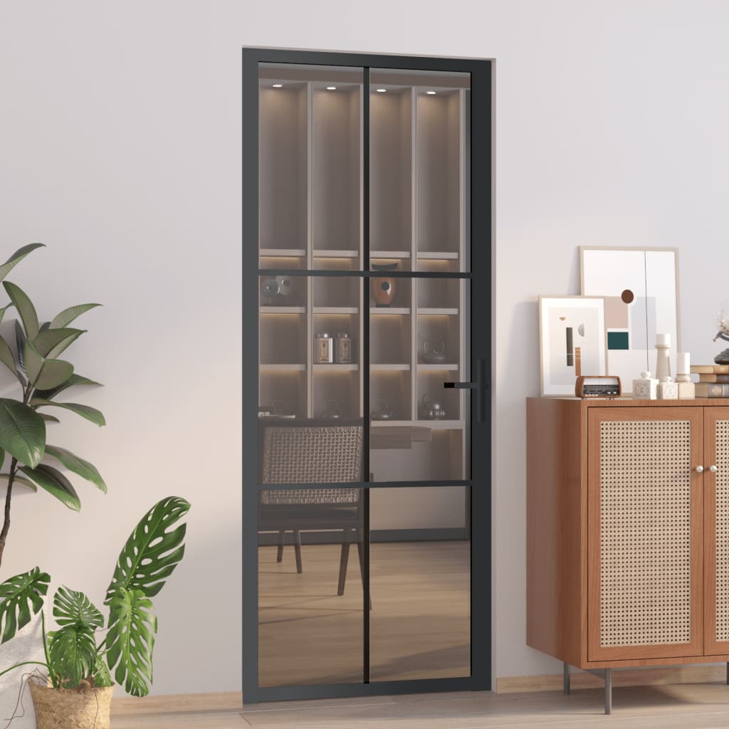 vidaXL Puerta Interior de Vidrio y Aluminio Mate Corrediza Habitación Color Blanco y escarcha,  Negro y escarcha,  Blanco y transparente y mas