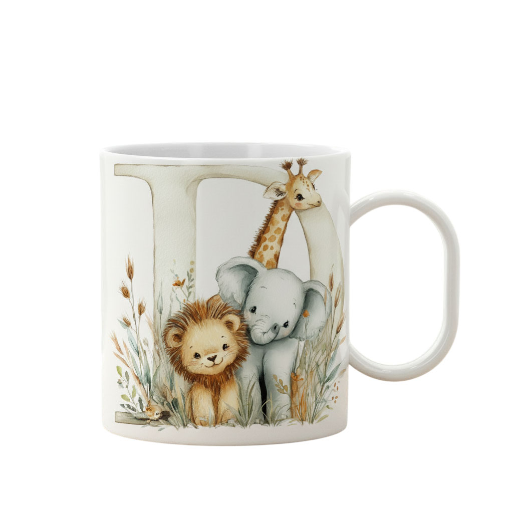 TOCAREGALAR. Taza Plastico Especial para Niños. Diseño Inicial con Animales. Detalle Infantil