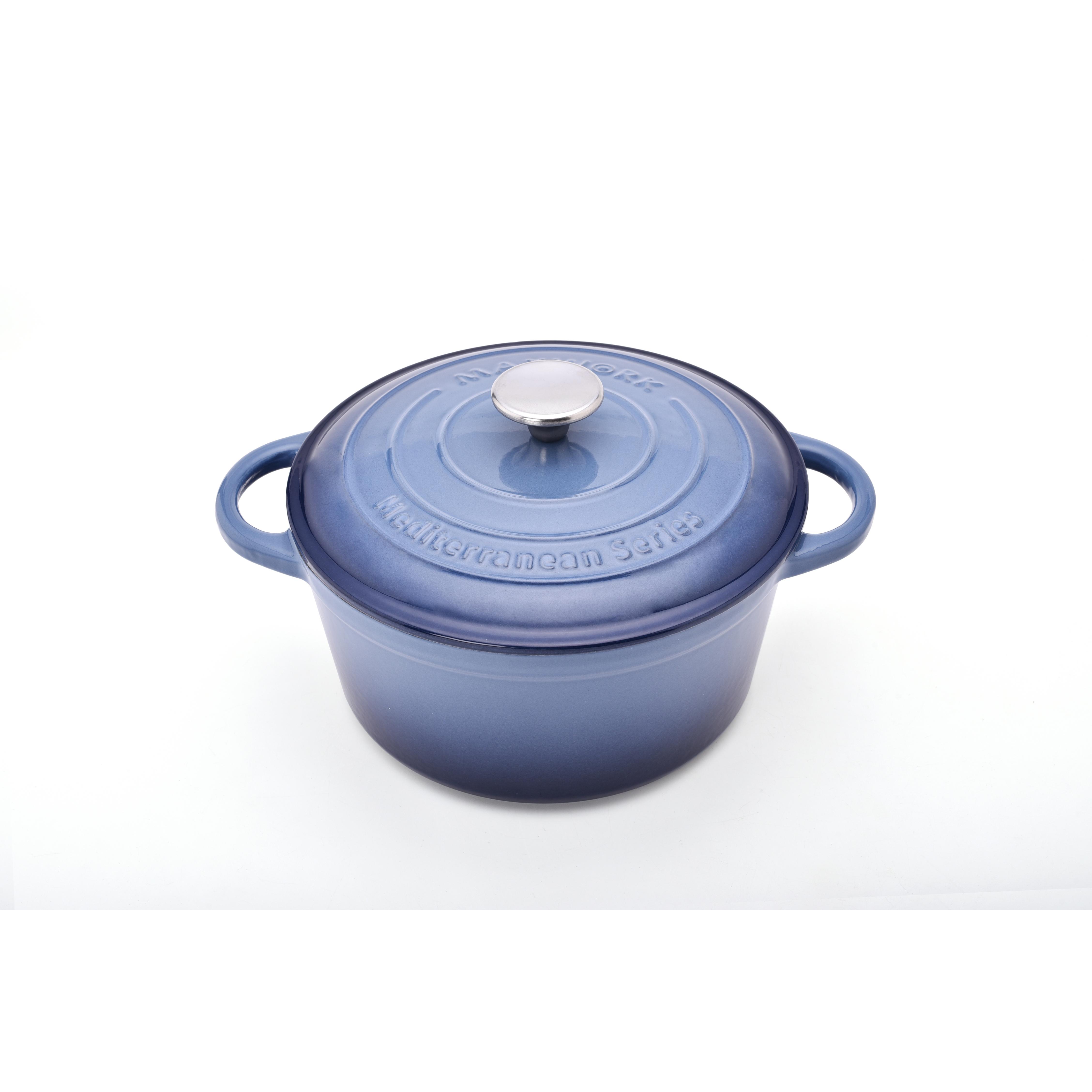 MAXWORK Cocotte Olla Esmaltada de Hierro Fundido, Cocotte Redonda, Olla de Sopa Φ22 Φ24 Φ26