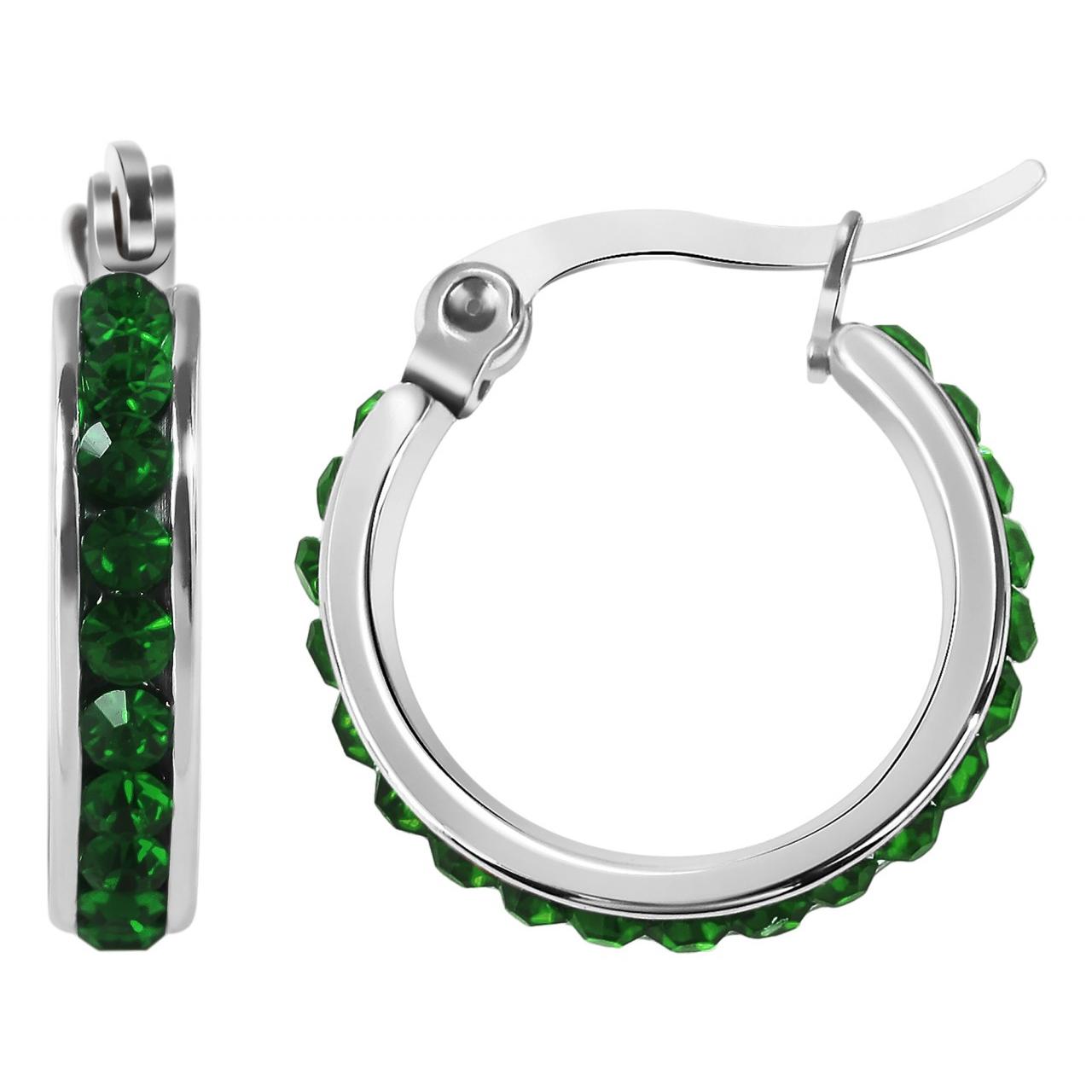 Akzent® Pendientes de Argola com Pedras Simili em Aço Inoxidável 0029