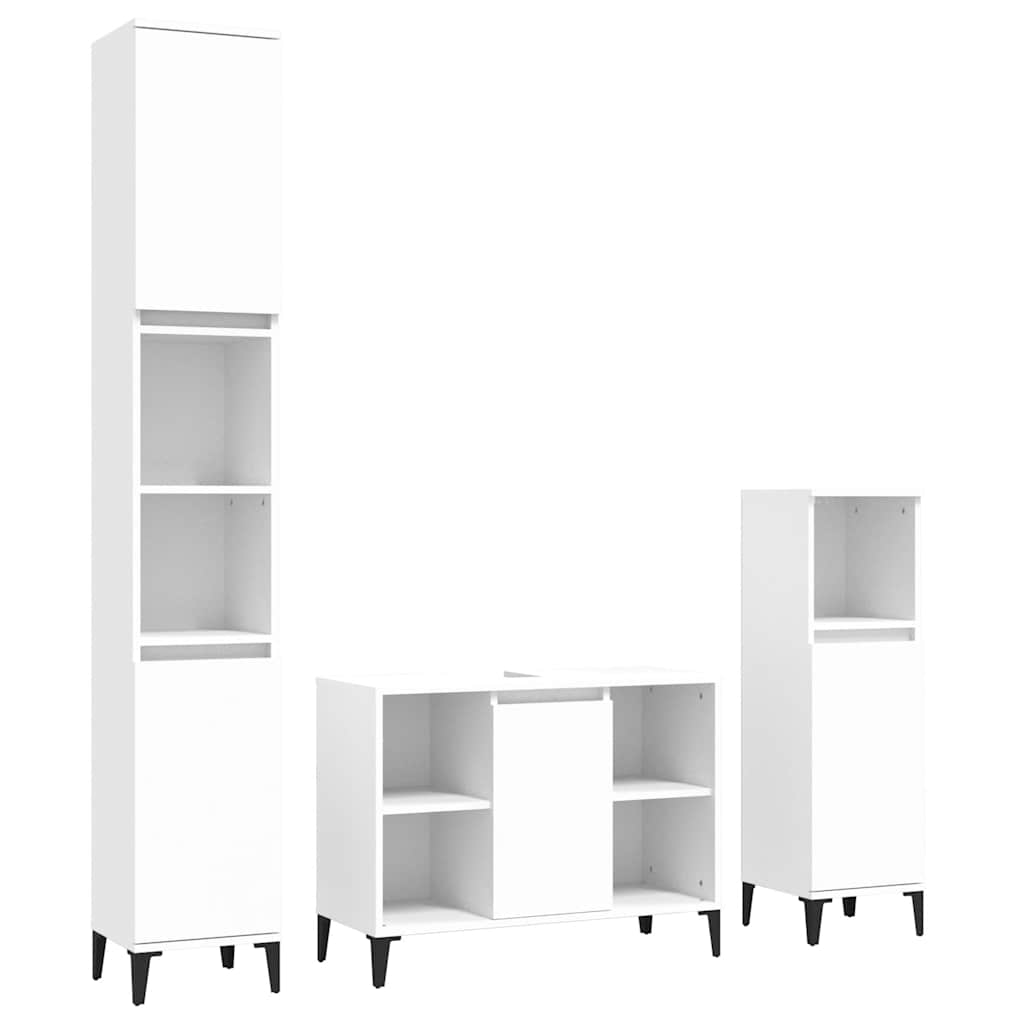 vidaXL Juego de muebles de baño 3 pzas madera contrachapada en color Negro/Blanco | almacenamiento funcional diseño moderno para baño dormitorio sala