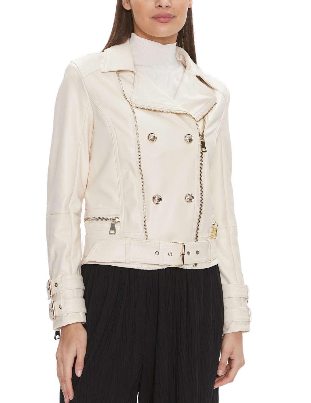 Cazadora de polipiel Guess Olivia beige para mujer