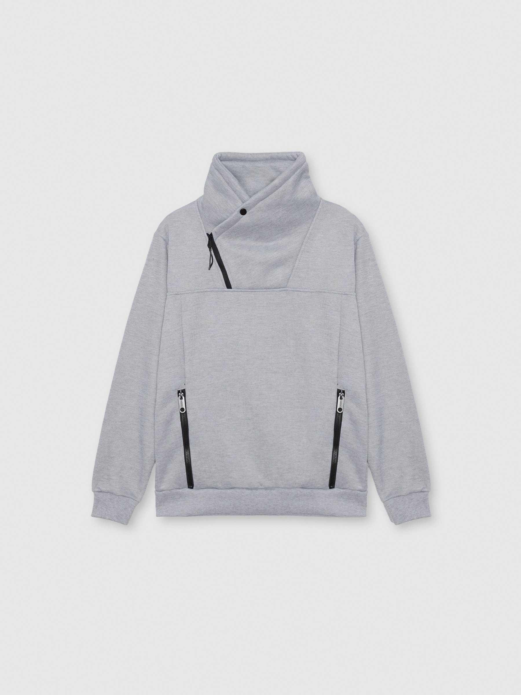 Sudadera deportiva de felpa, cuello alto, bolsillos con cremallera, puños y cintura elásticos INSIDE