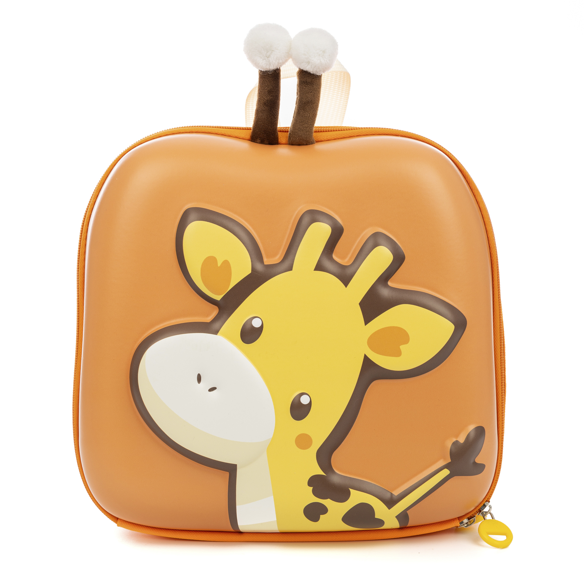 DAM Mochila infantil con diseño de Jirafa. Con respaldo y hombreras acolchados, transpirables y ajustables. Color:Naranja 28x10x30Cm