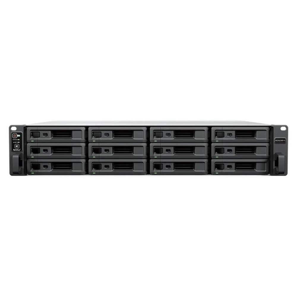 Synology - Servidor NAS RS2423RP+II con procesador AMD Ryzen V1780B de 4 núcleos, 8 GB DDR4 ECC, 12 bahías y conexión 10GbE para entornos empresariales exigentes