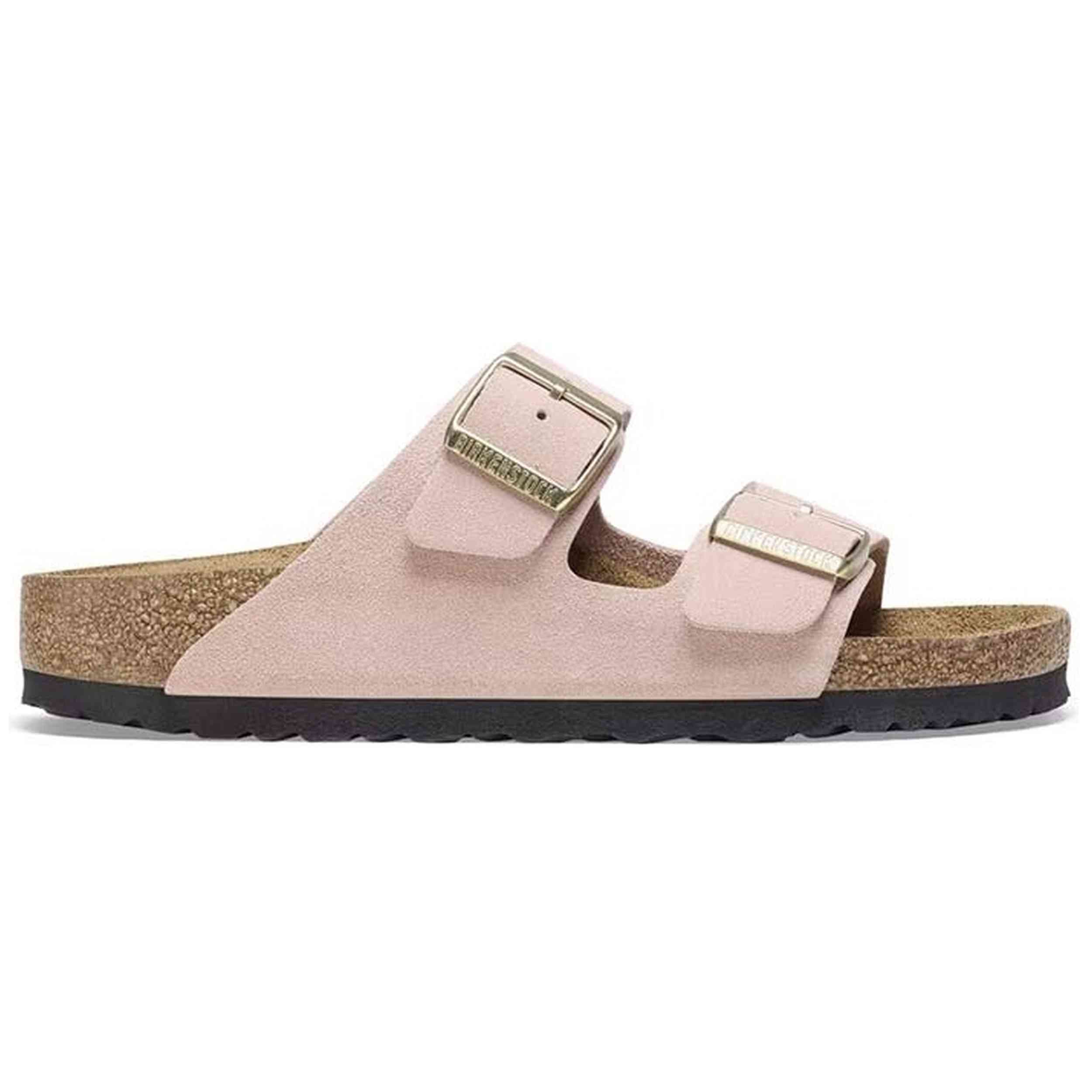 Sandalias Birkenstock modelo Sandalias Birkenstock Arizona Suede Leather Ancho Estrecho rosa claro para Mujer en color Rosa