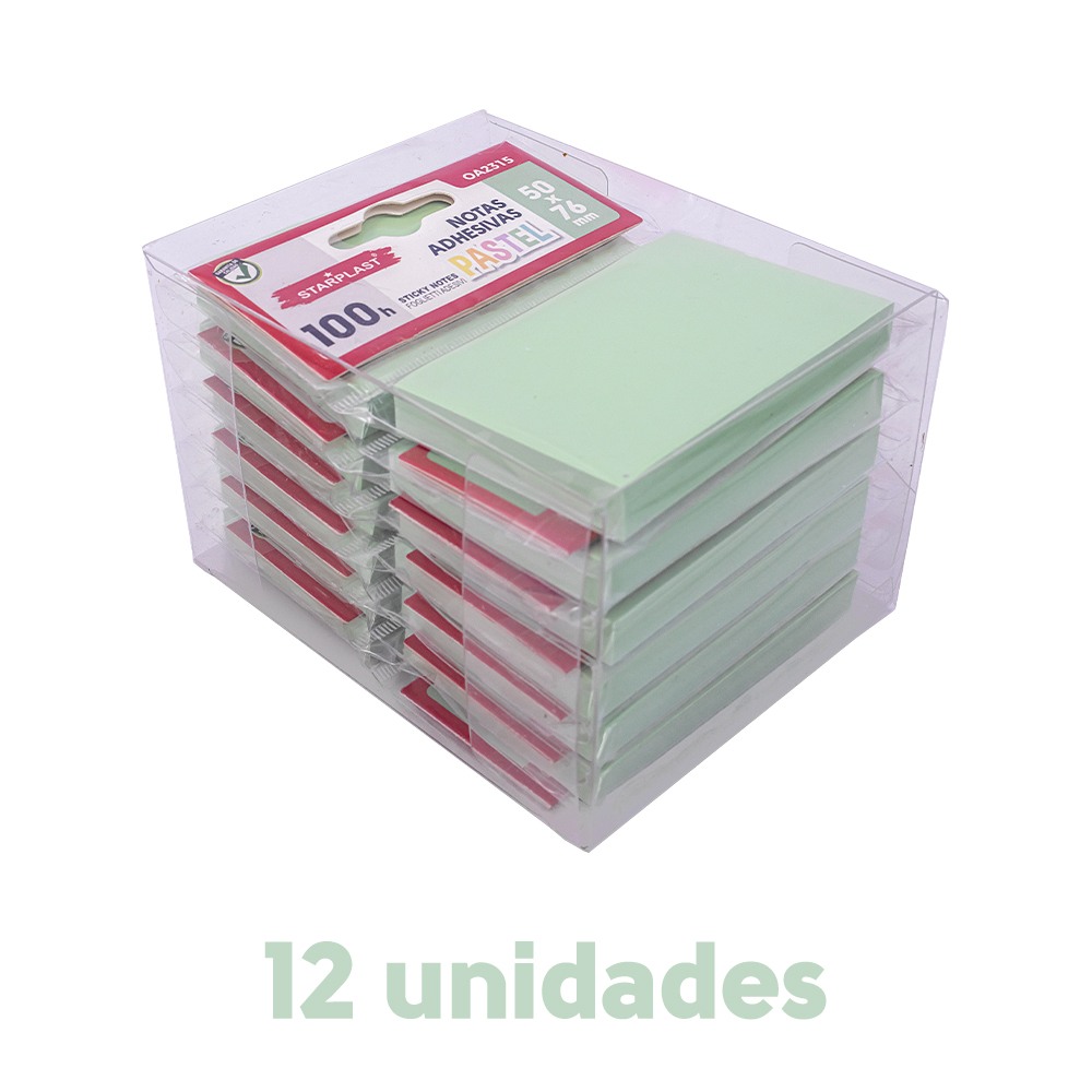 Starplast PACK 1200 NOTAS ADHESIVAS - 12 Tacos de Notas Adhesivas con 100 Hojas Cada una - 50x76mm - Uso Escolar o de Oficina - Vuelta Al Cole - Apuntes - Recordatorios - Instituto - Universidad - Pastel y Flúor - Ahorro - Niños - Escolar