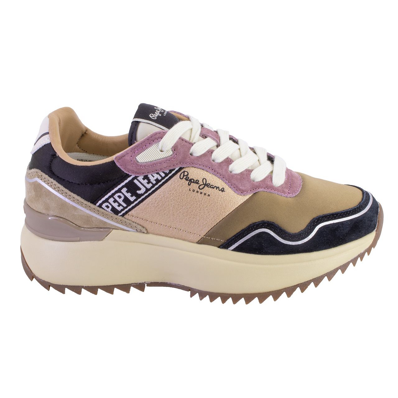 PEPE JEANS PLS600028 Zapatillas casual de mujer negro y taupe 625