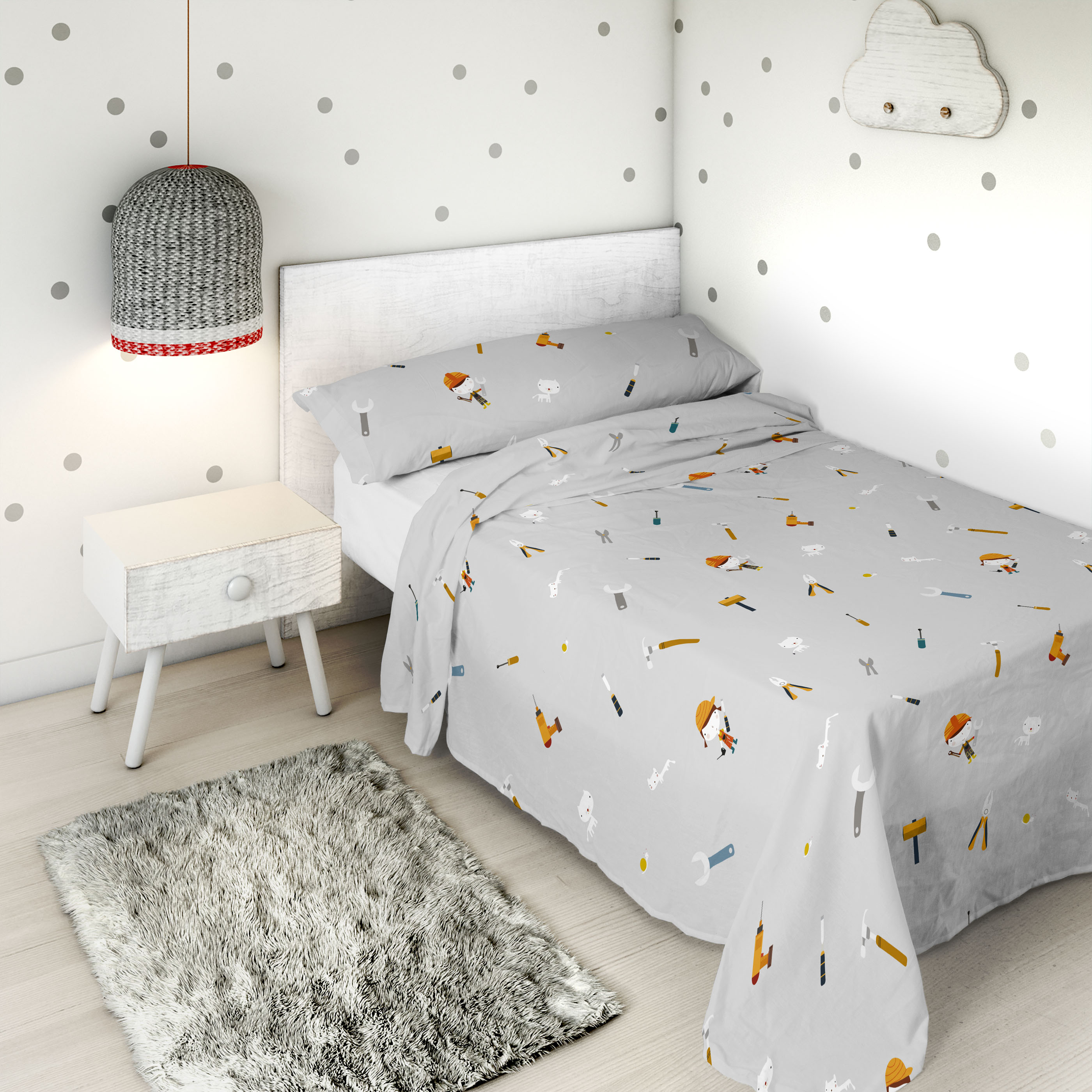 HACIENDO EL INDIO - Juego de Sábanas Infantil Estampado 2 Piezas 100% Algodón Extrasuave - Set de 2 Piezas Incluye Encimera y 1 Funda de Almohada - Cama 90/105 cm - Fabricado en España
