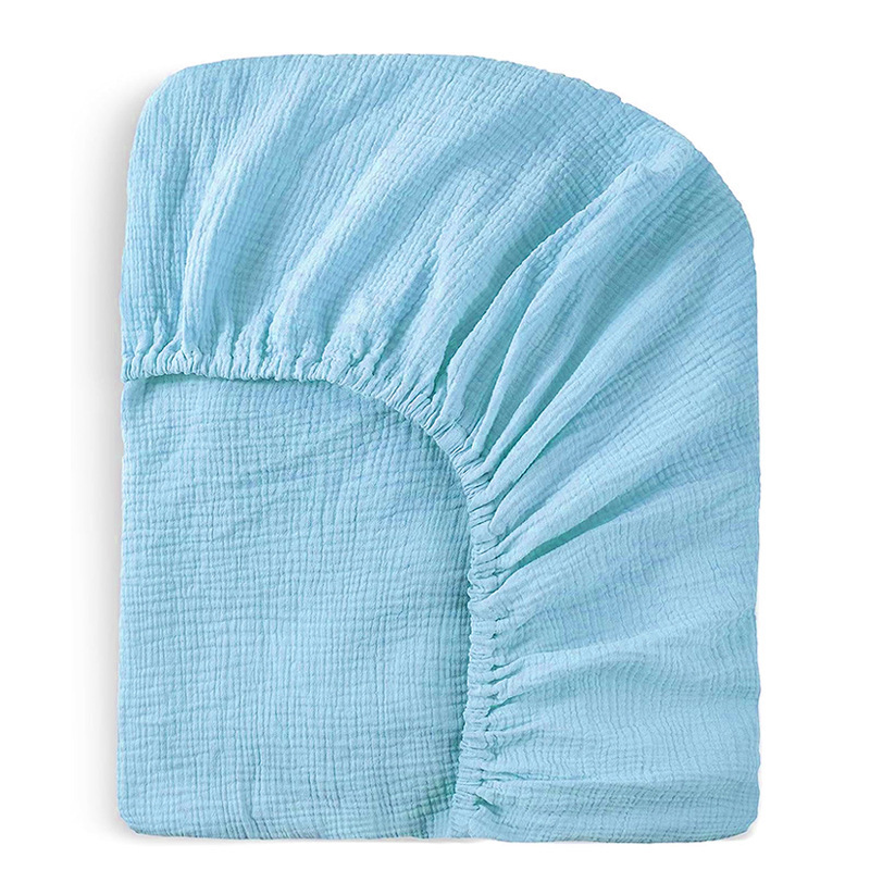 OmHO Sábana ajustable de gasa doble para bebé, funda de cama de crepé, funda de cambio multicolor y multitamaño