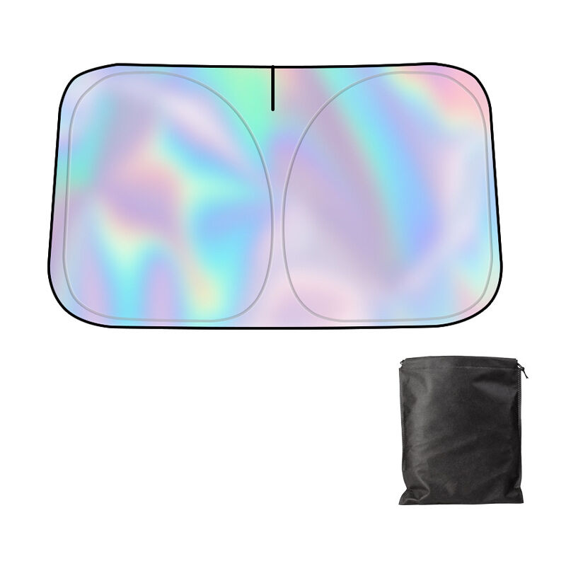 CA Parasol para parabrisas delantero de coche, plegable, con aislamiento térmico anti-UV, láser plateado titanio, parasol pequeño.