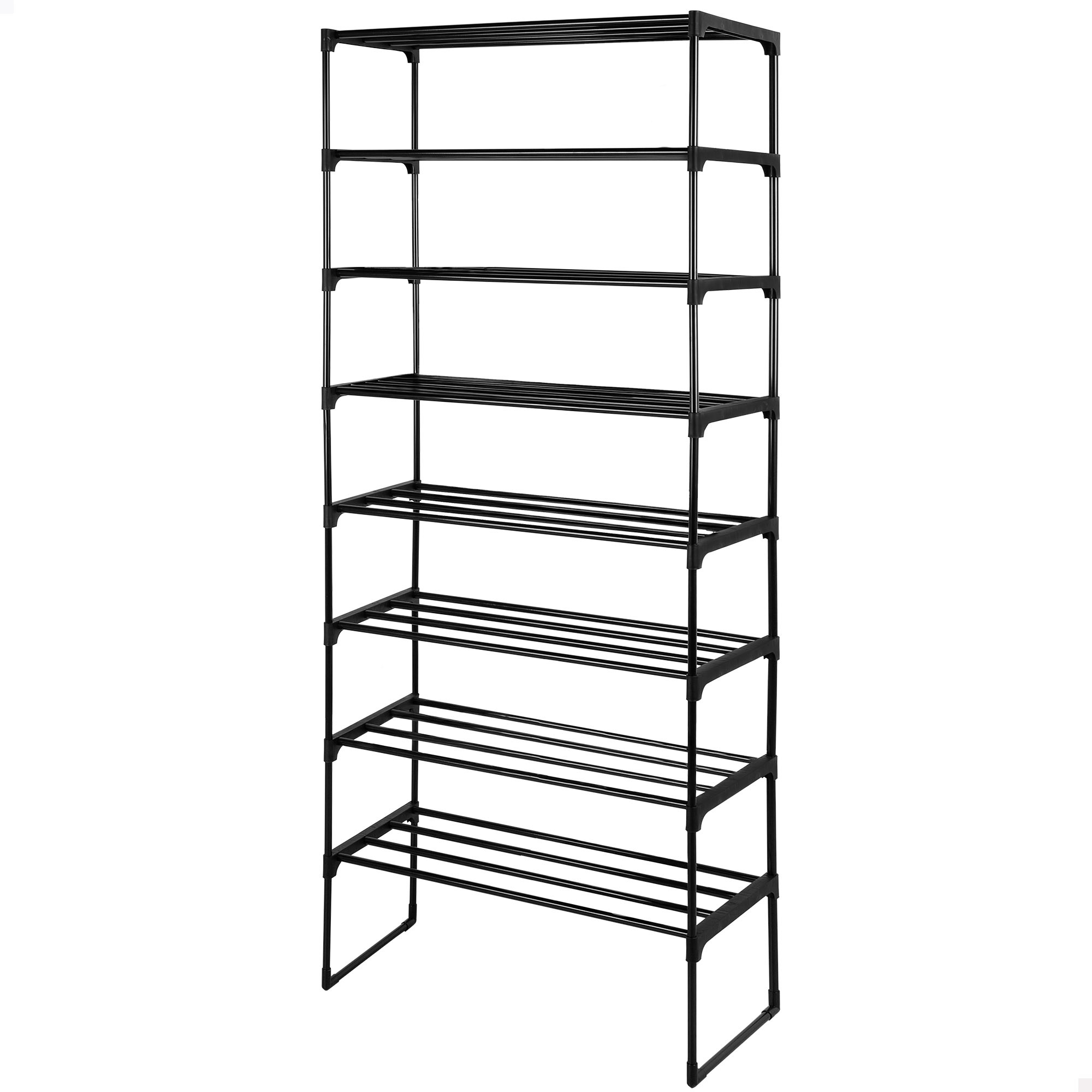 Max Home - Estantería zapatero, varios niveles, organizador, armario abierto, estructura negra, inoxidable, para entrada, dormitorio, apilable