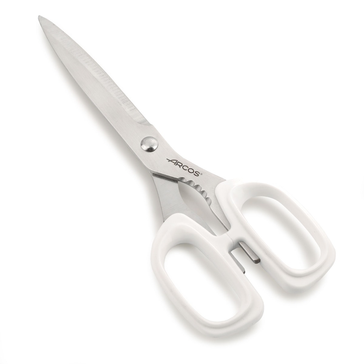Arcos Tijeras cocina Acero Inoxidable 8,s. Tijeras cocina profesionales para cortar todo tipo alimentos. Mango polipropileno y Hoja 220 mm. Serie Deluxe. Color blanco.