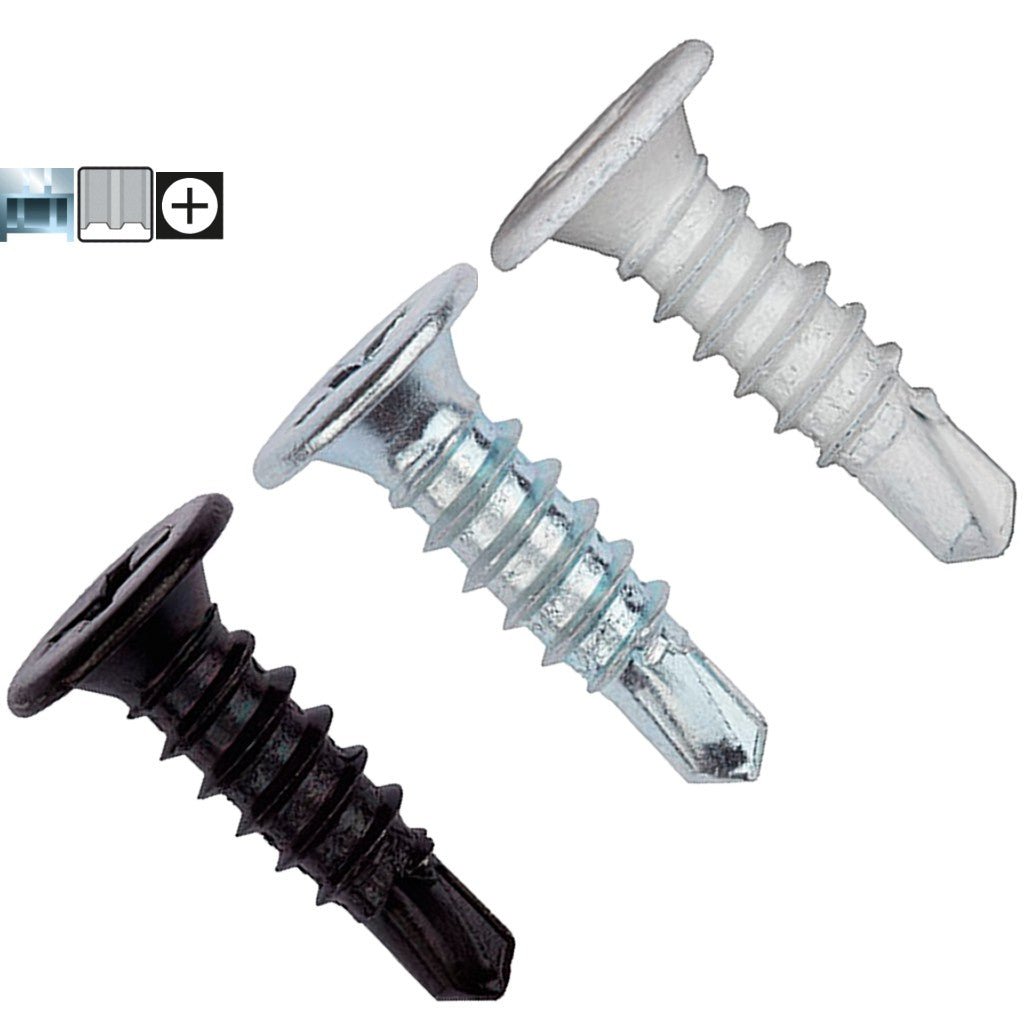 Bricoloco.com Tornillo Autotaladrante Negro para Metal y Paneles de Metal