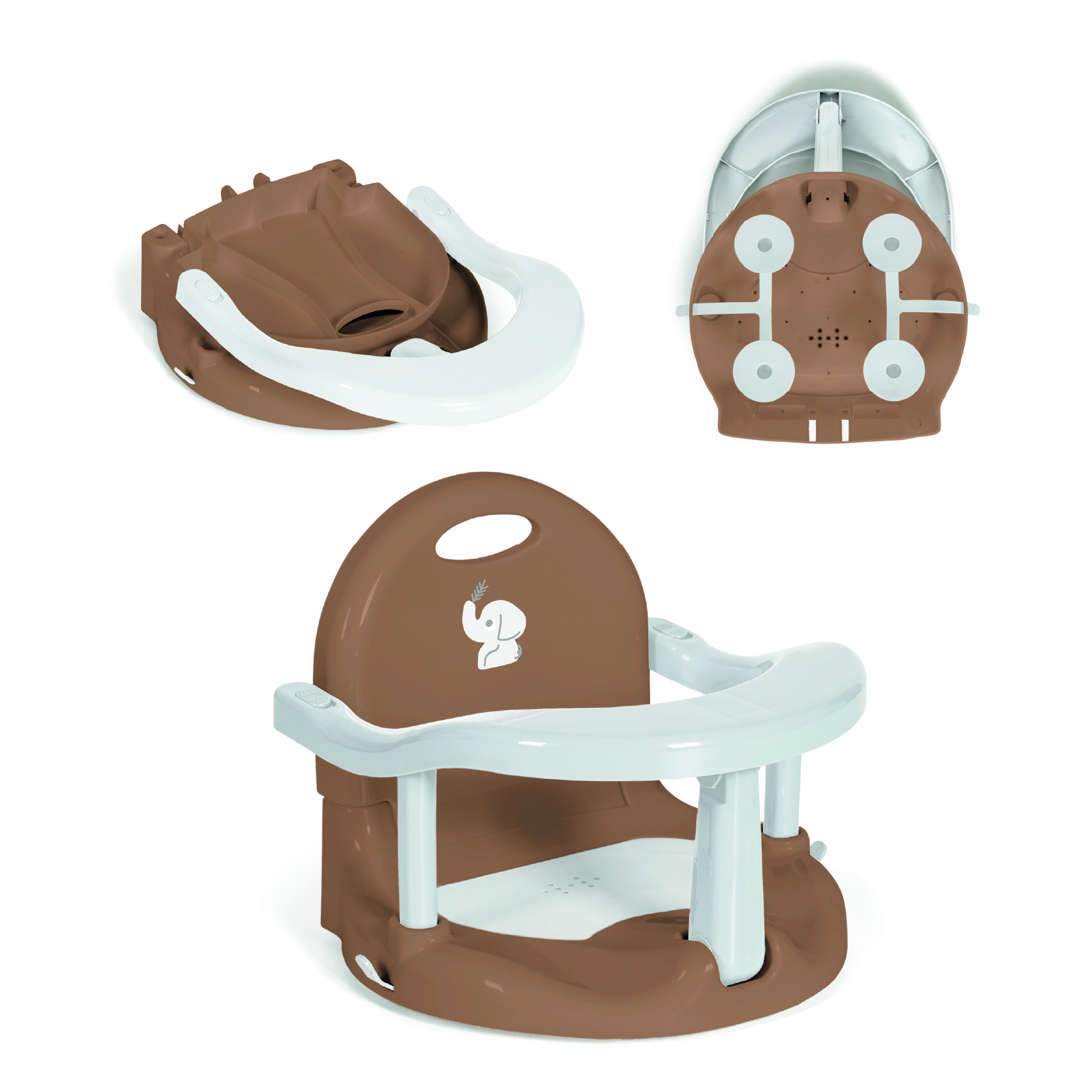 Ms Asiento De Baño Elfi - Plegable,Ergonómico, Antideslizante y Seguro - Con Barra Para Una Facil Colocación Del Bebé - Con Ventosas Para Fijación