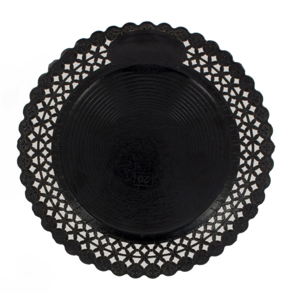 MONOUSO | Plato de Cartón Redondo Blonda Negro 32cm (5 Uds)