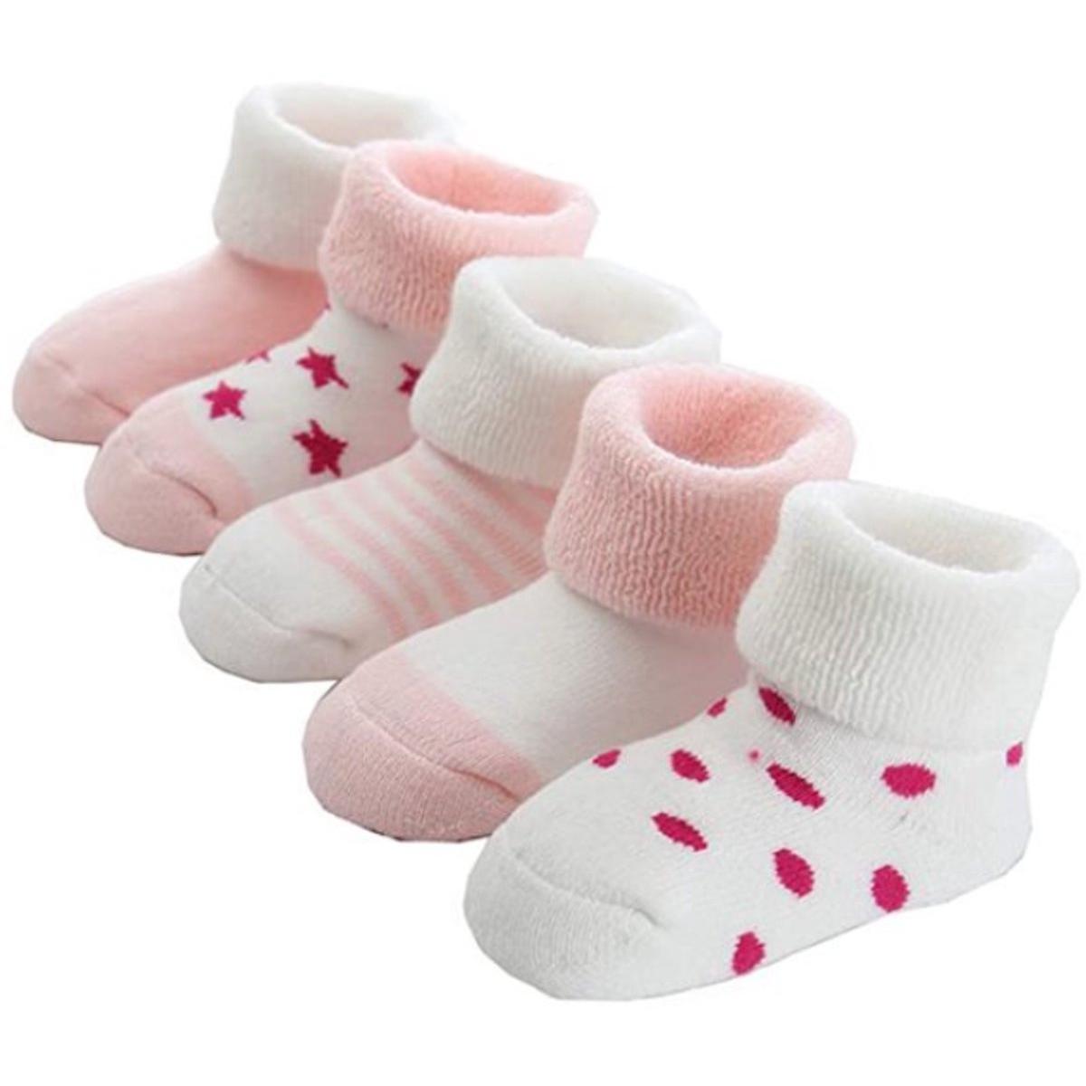 Calcetines para bebé - 5 pares - Calcetines antideslizantes para bebés y niños - Para niñas y niños pequeños - Suaves - Cálidos - Talla M: 12-14 cm (1-3 años) - Para bebés y niños en edad preescolar