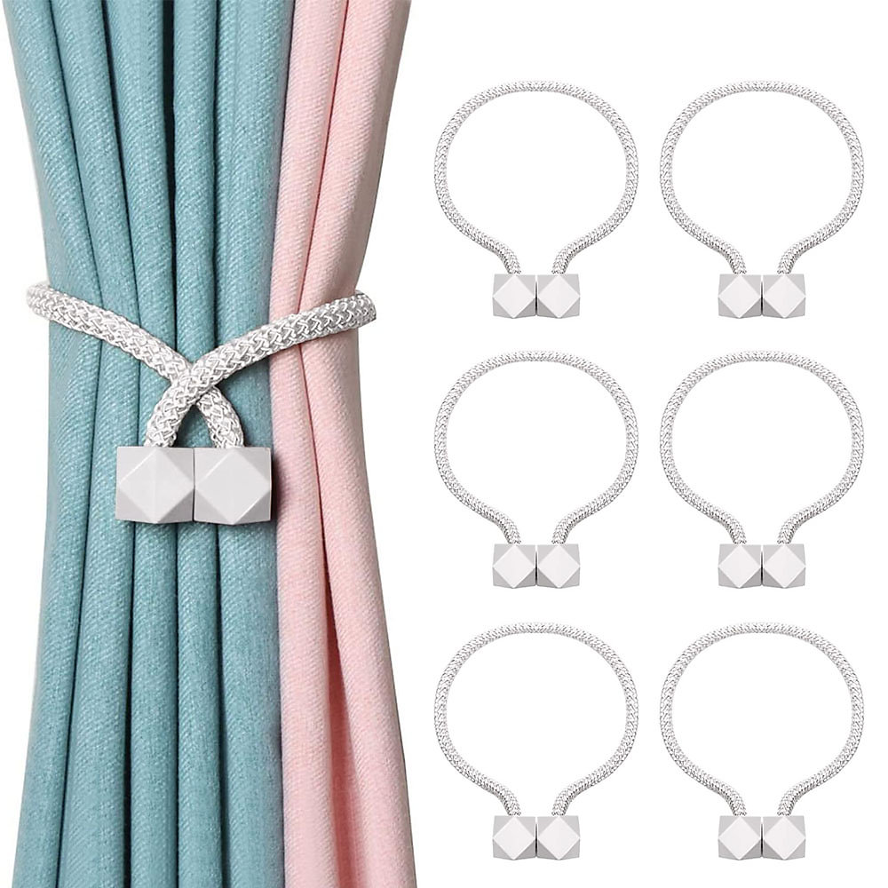 CA Soporte de cortina de lujo 6 piezas - Gancho para cortina - Cordón magnético - Soportes magnéticos para cortina