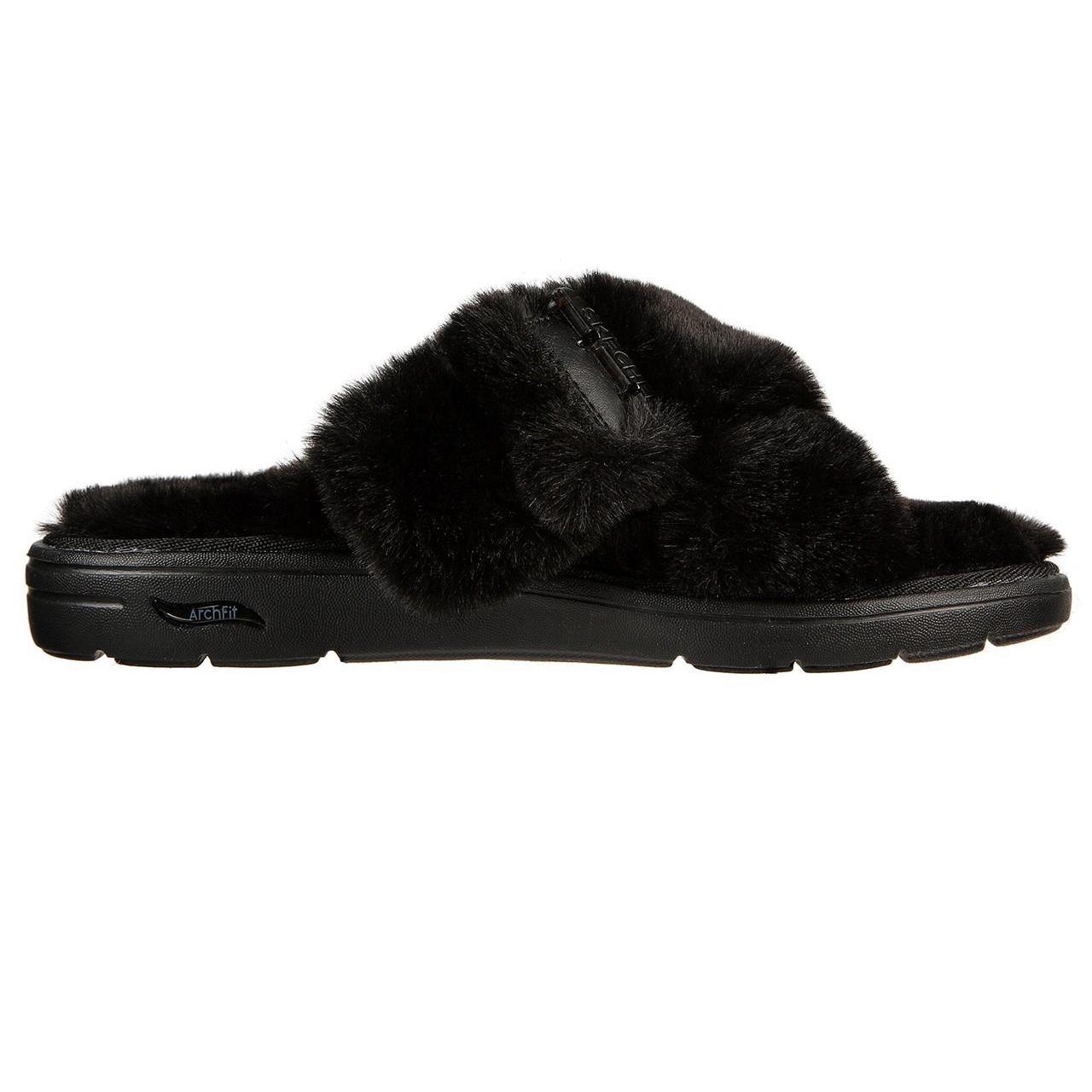 Skechers 175104_BBK Zapatillas de casa abiertas negras en material sintético de mujer