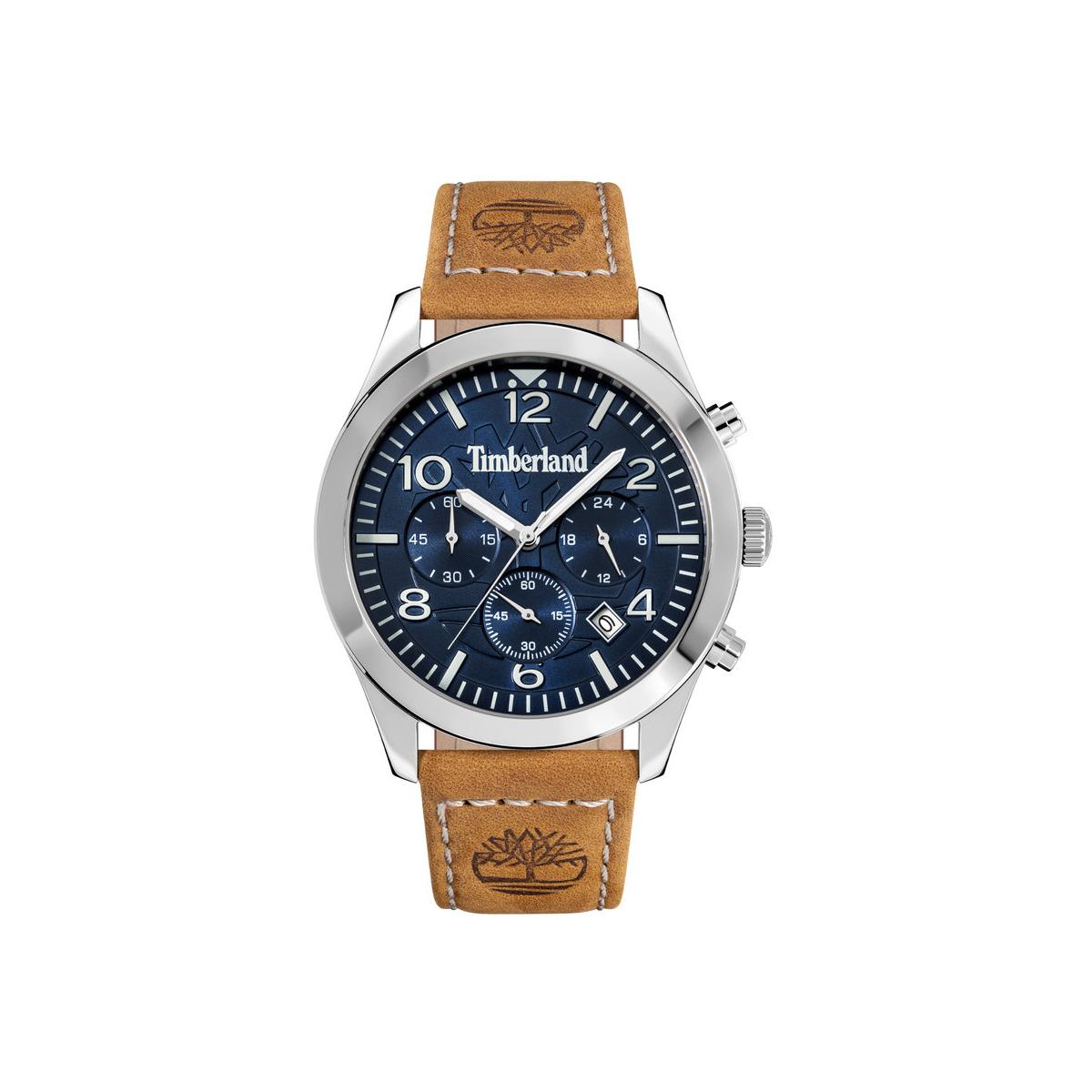 Timberland Reloj Hombre Caja De Acero Pulsera Genuine Leather De Color Marrón Resistente Al Agua 5 Atm Tdwgc0068801