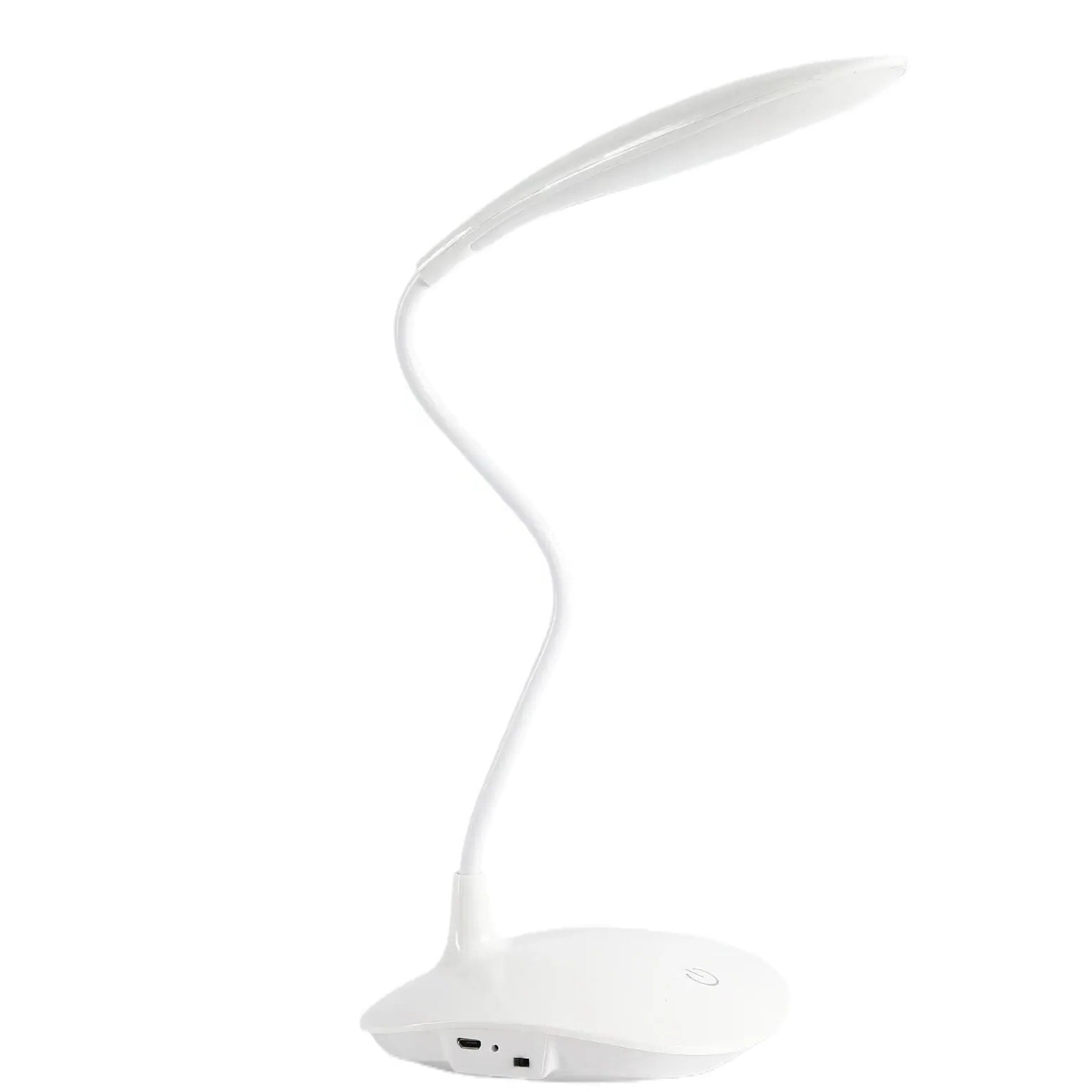 BricoLoco.com Lámpara de mesa LED recargable y portátil control táctil. Tres intensidades, brazo flexible de giro 360. Lámparas