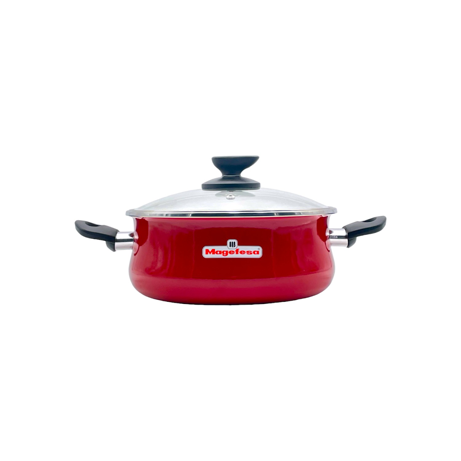 Magefesa AllPerfect Shop Olla de Sopa de Acero Aleado Rojo con Tapa de Vidrio