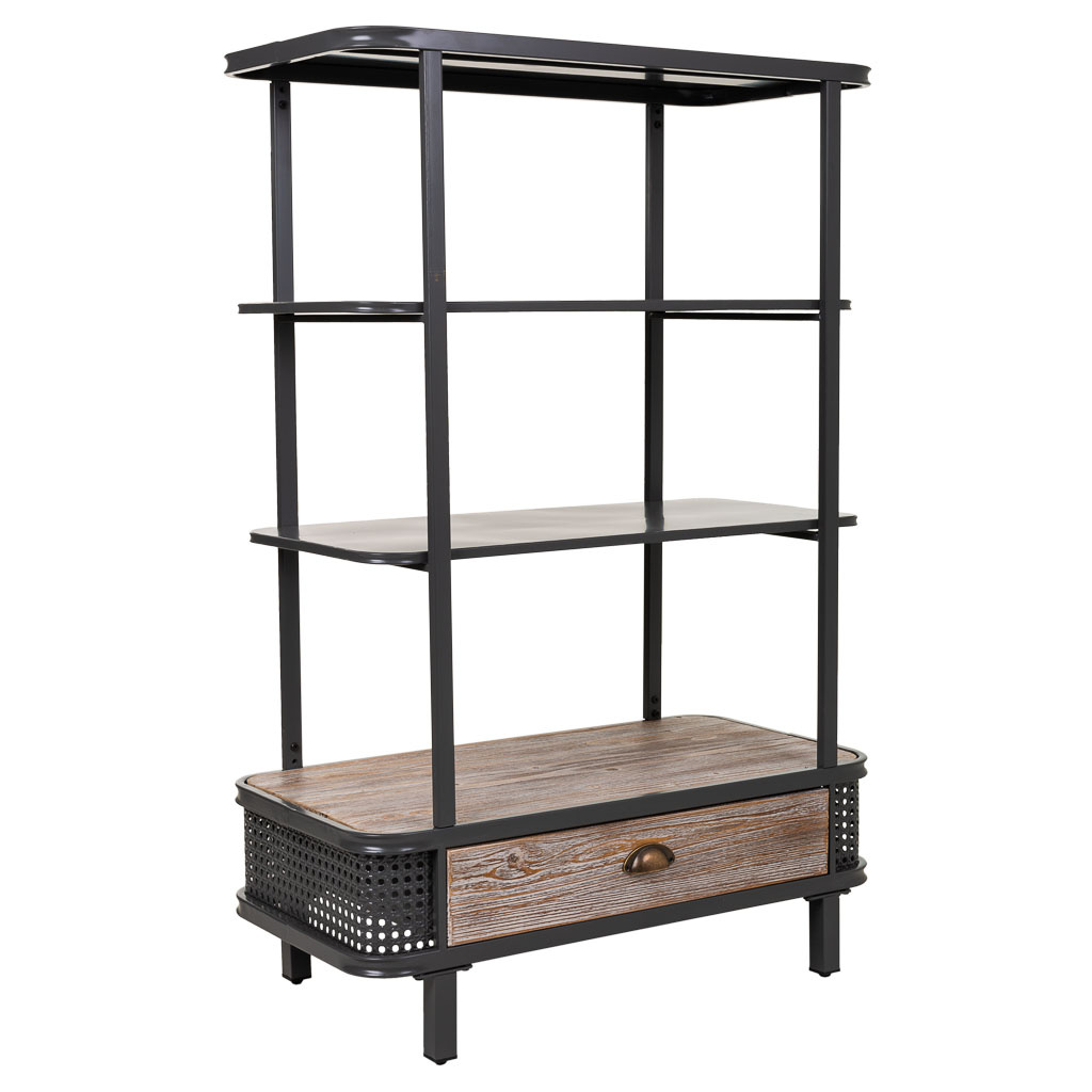 Wonderlust Deco - Estantería de metal y madera gris 80x40x121 Gris 80x40x121h cm