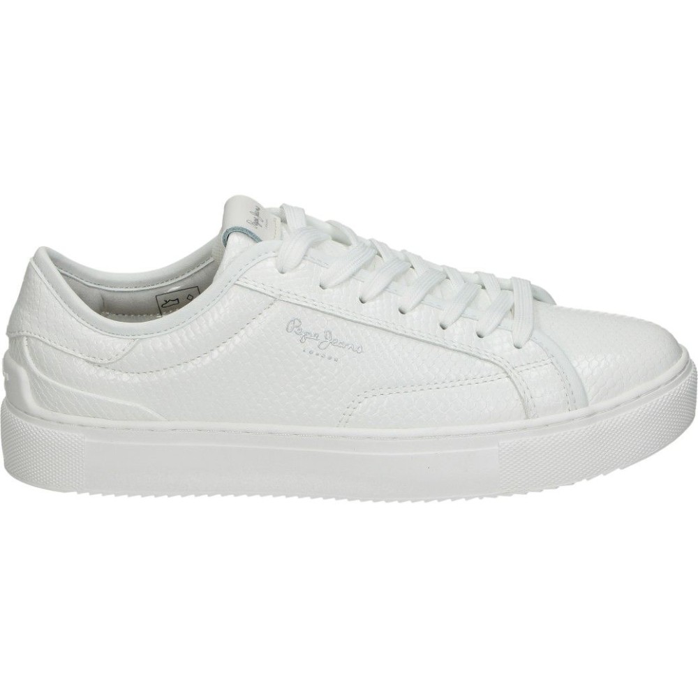 PEPE JEANS | Zapatilla Adams Snaky de Pepe Jeans – Deportiva Baja en Color Blanco – Sneaker con Cierre de Cordones – Estilo Casual – Versátiles – Combinables – Alta Calidad y Comodidad – Modelo PLS31539-800