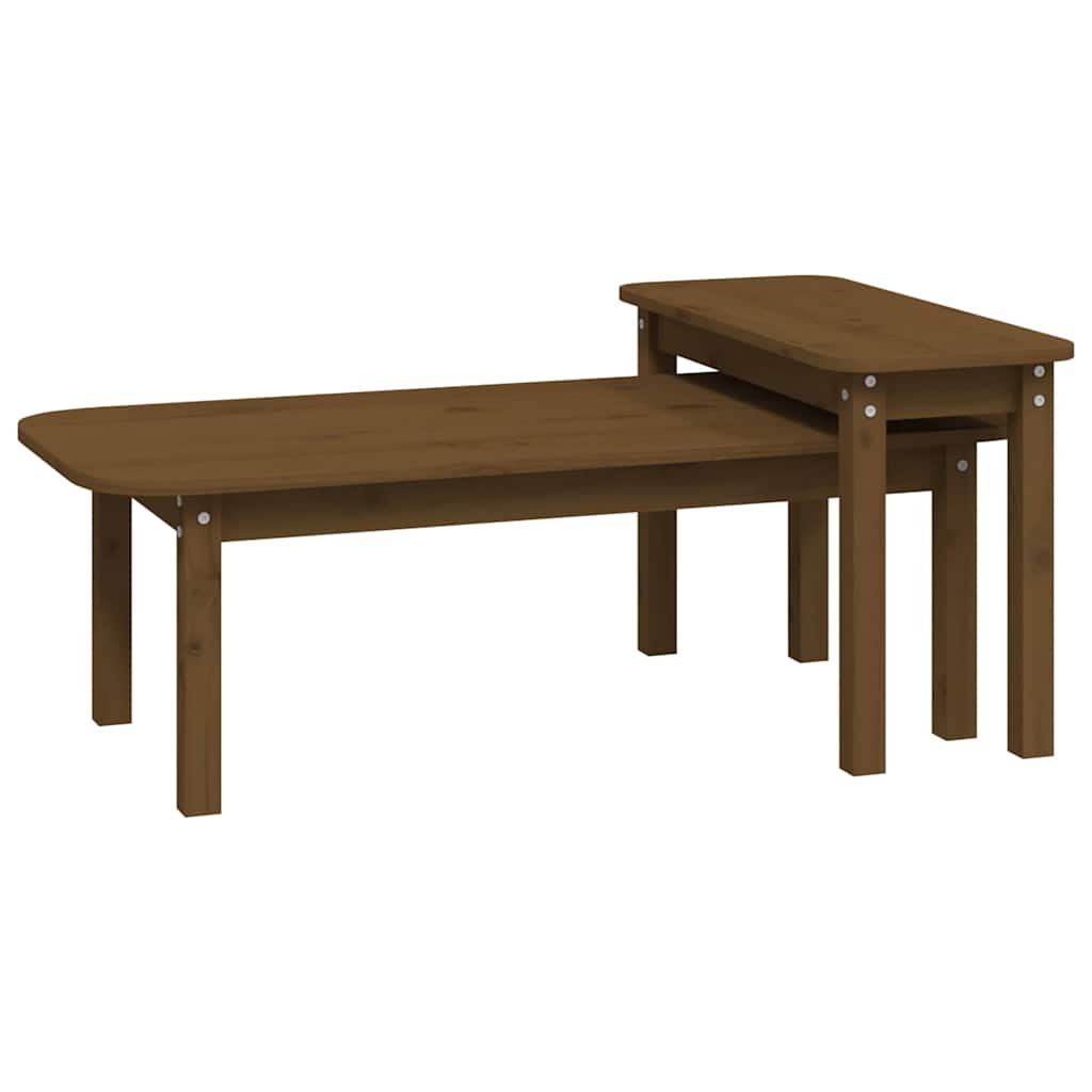 vidaXL Juego de mesas de centro 2 piezas madera maciza de pino Multicolor