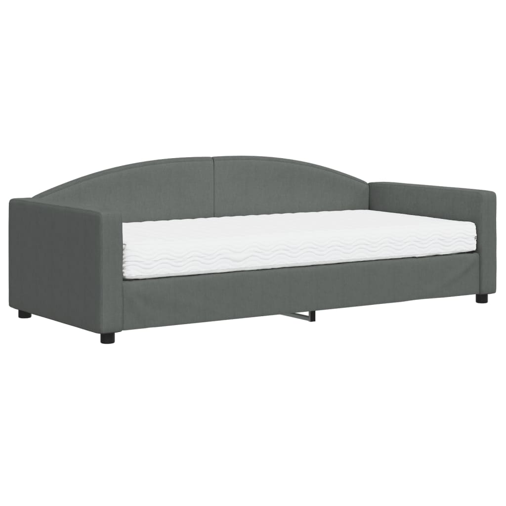 vidaXL Sofá cama con colchón tela gris oscuro 90x200 cm