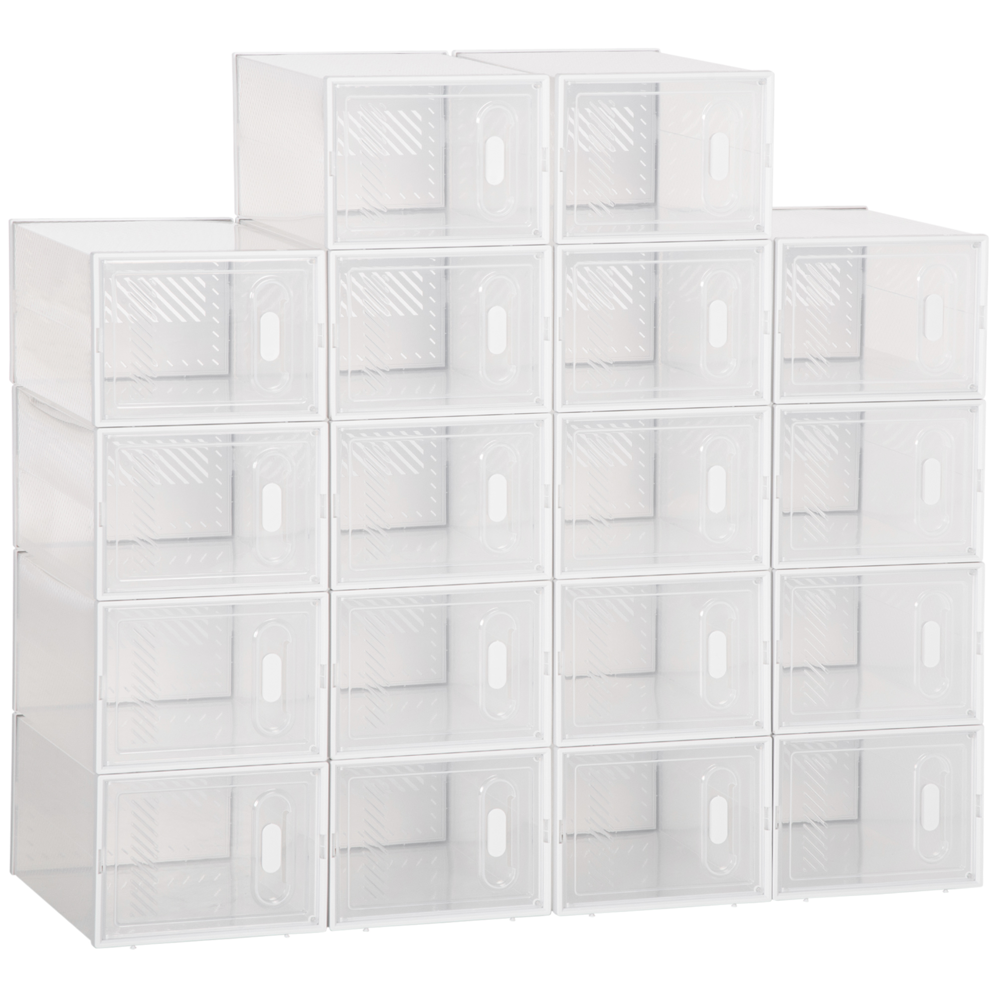 HOMCOM Armario Modular de Plástico Cajas de Zapatos Talla de 43 con 8/18 Cubos Puertas Magnéticas Muble Organizador para Entrada Pasillo Dormitorio 25x35x19 cm Transparente