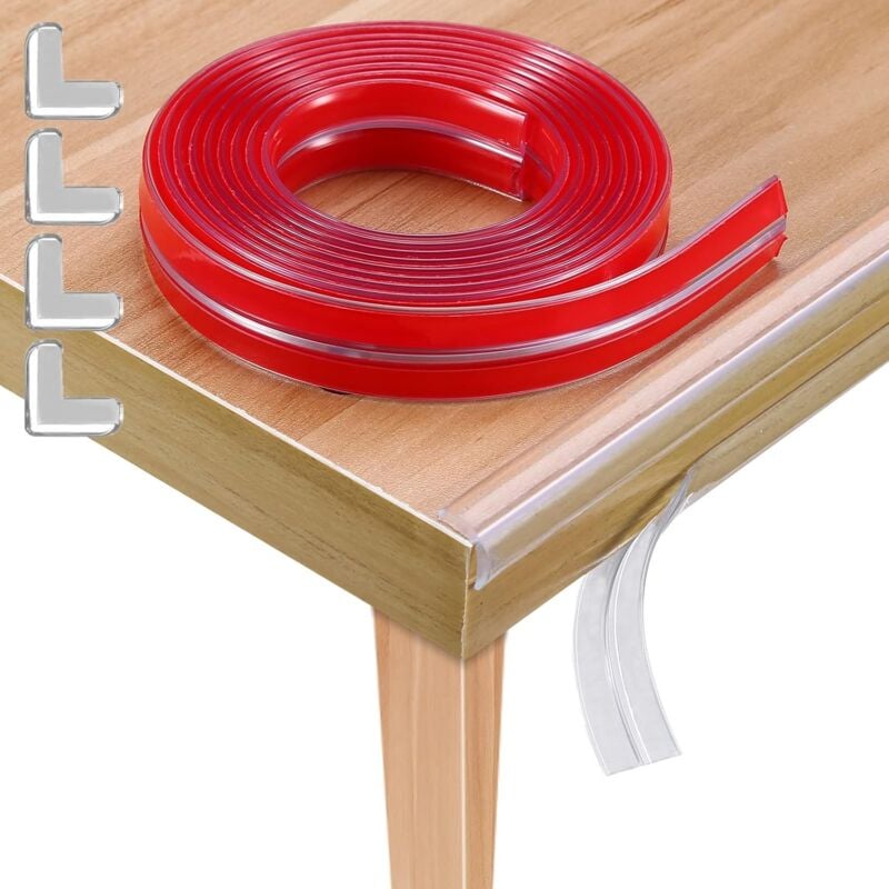 Esquina de mesa de silicona 100% transparente, preadhesivo de 2M con 4 protecciones para seguridad del bebé