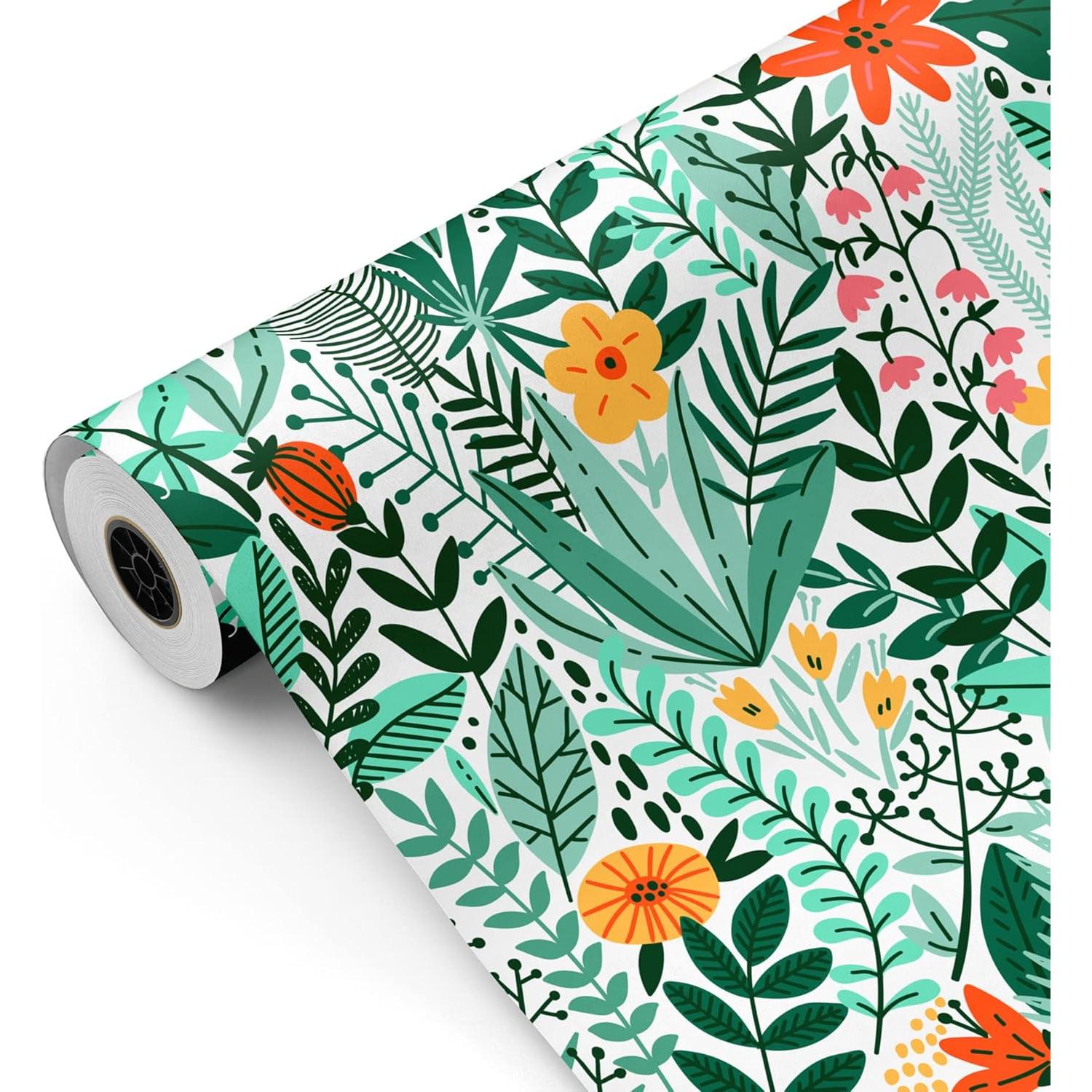 Bobina papel de regalo, rollo grande 62cm x 80m • FLORES PRIMAVERAL • Ideal para: Tiendas Negocios Comercios FIESTA PAPER