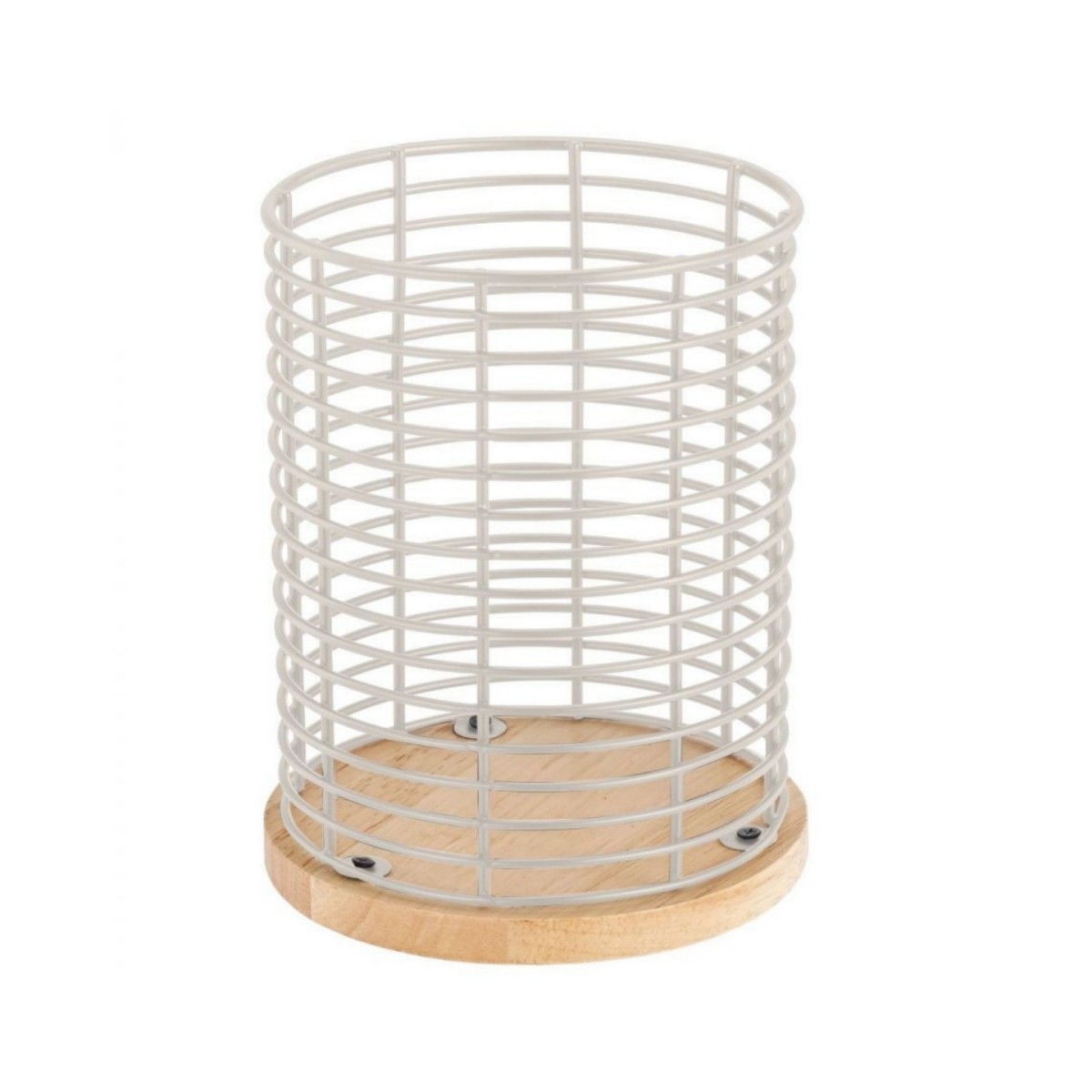 ZYLX SHOPPING - Quttin LUA Bote Utensilios Cocina Metálico con Base de Madera 13,5×13,5×17 cm – Organizador Cubiertos Cocina, Porta Utensilios Encimera