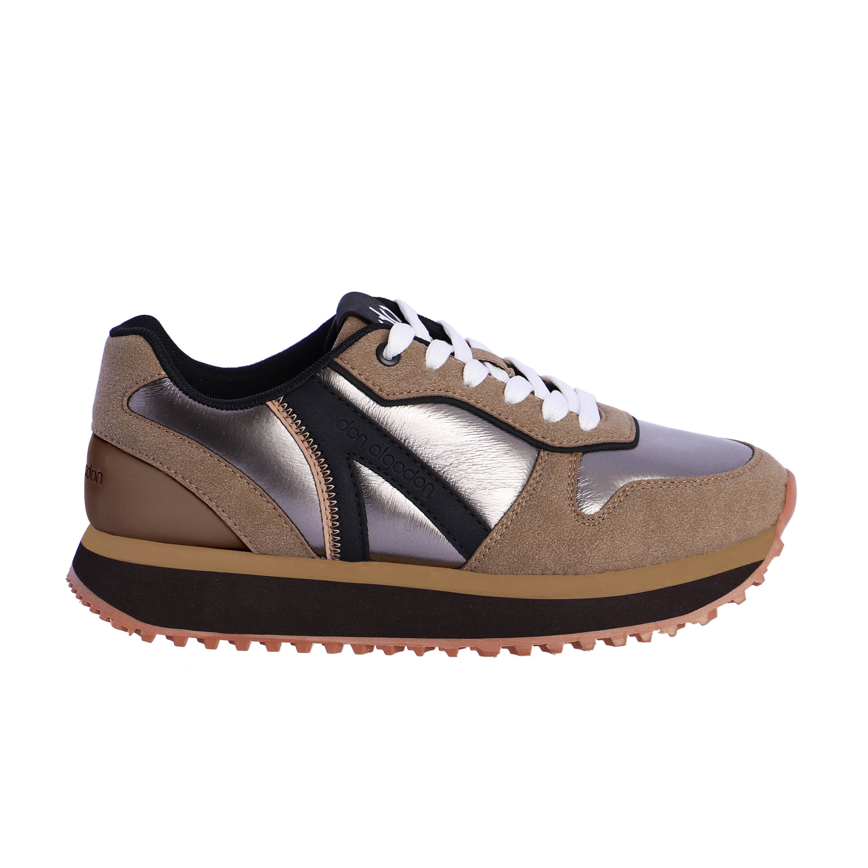 Zapatillas deportivas para mujer DON ALGODON Suiza de piel sintética marrón