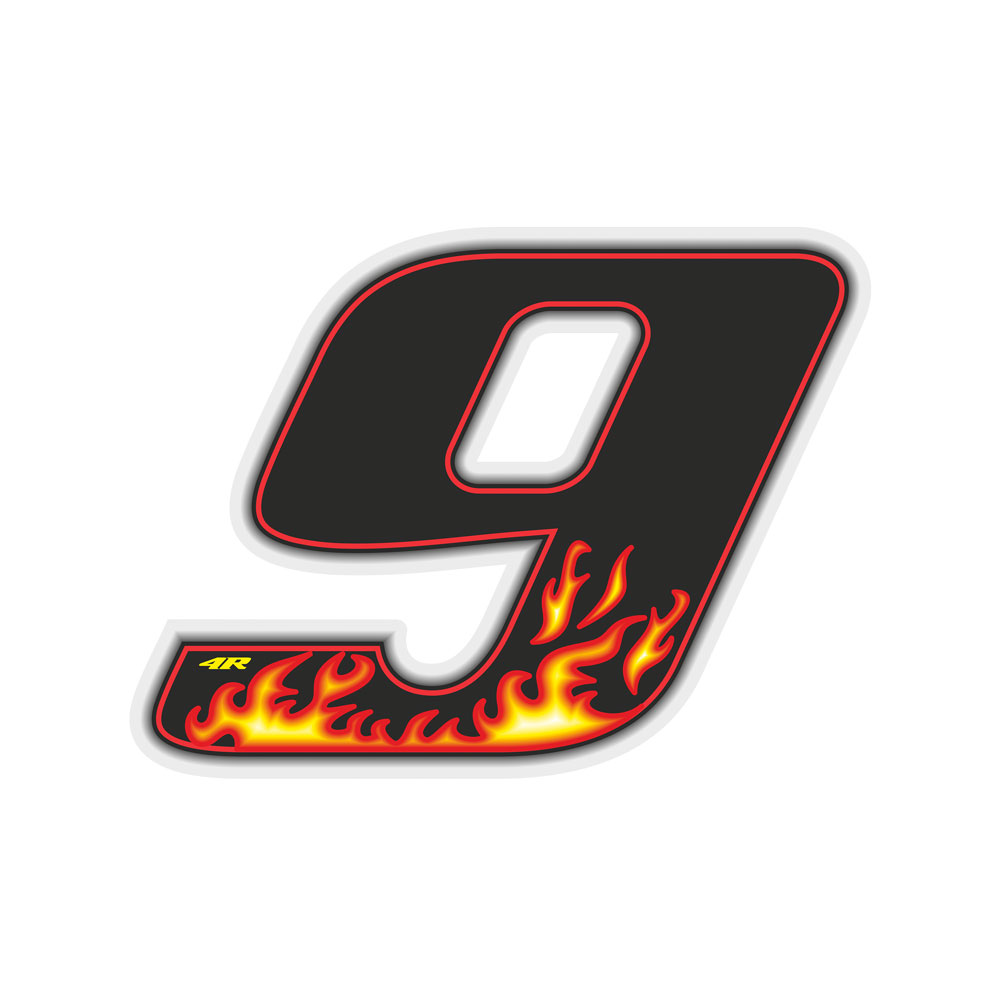 Pegatina Race Number para Moto "9" Llamas 100x130mm