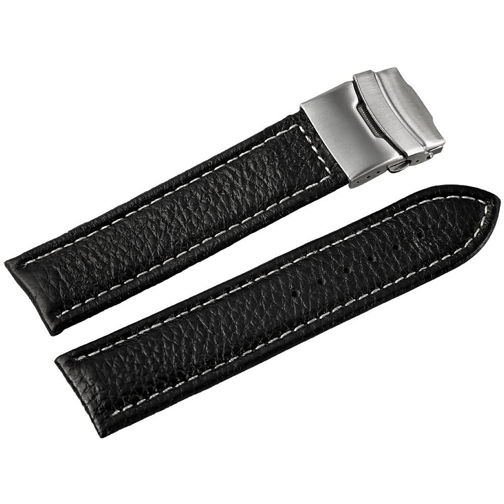 Bracelete para Reloj em Pele Genuína Preto 18 mm