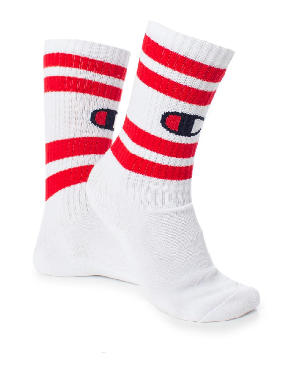 Champion Calcetines Hombre Algodón Suave Rayas Rojas Vibrantes