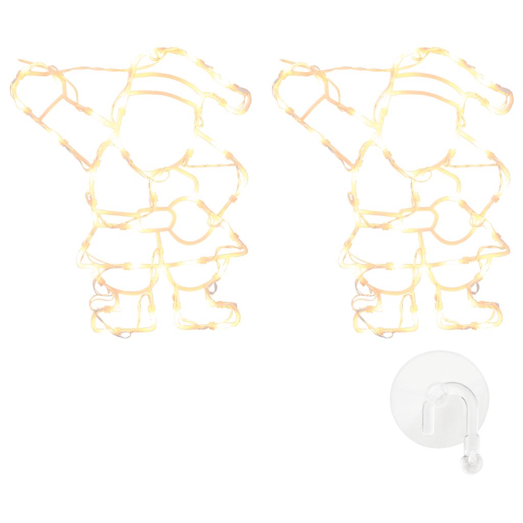 vidaXL Luces de Navidad Santa Silueta 2 piezas 35 LEDs blanco cálido
